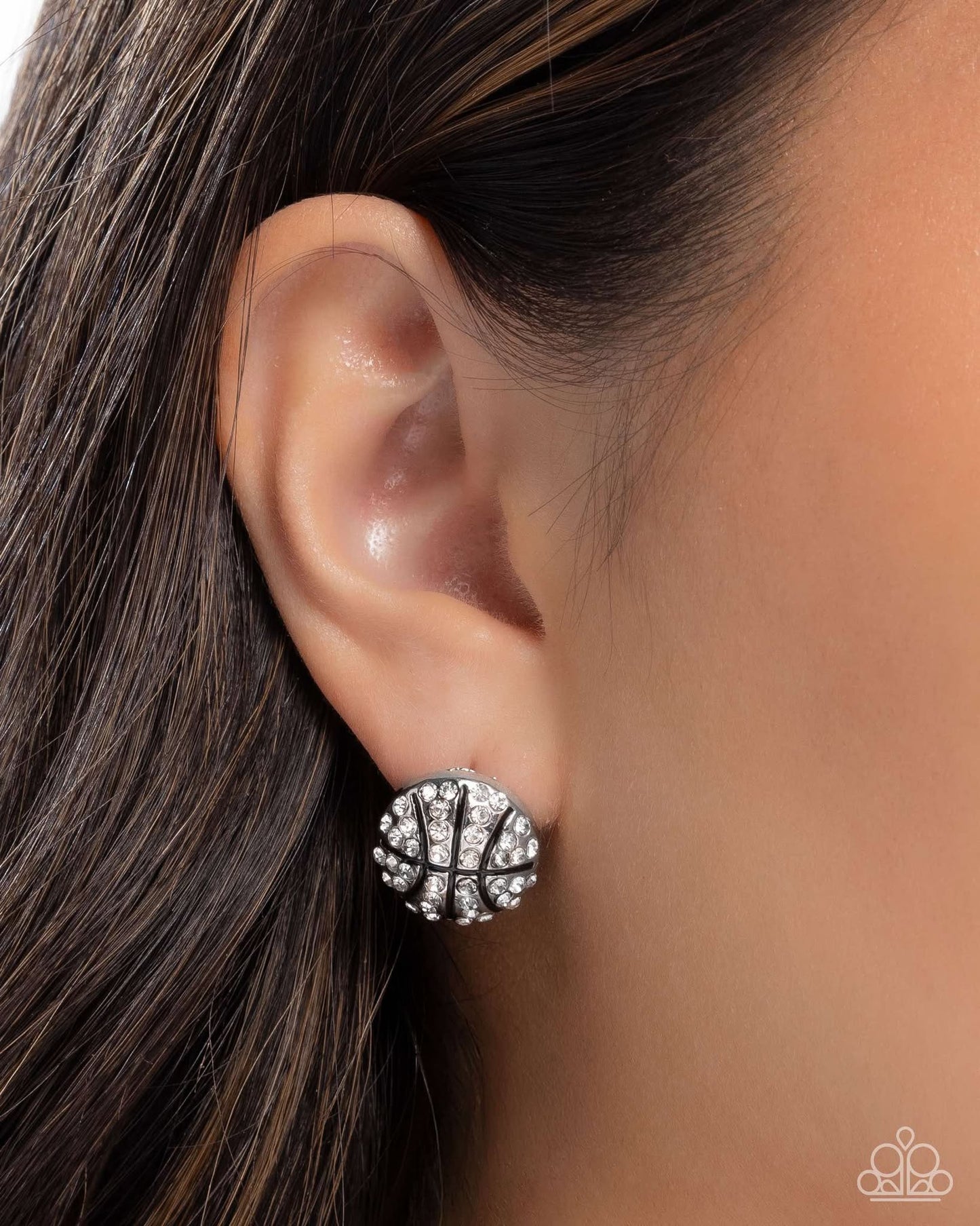 Paparazzi Shimmery Swish - White Basketball Earrings
