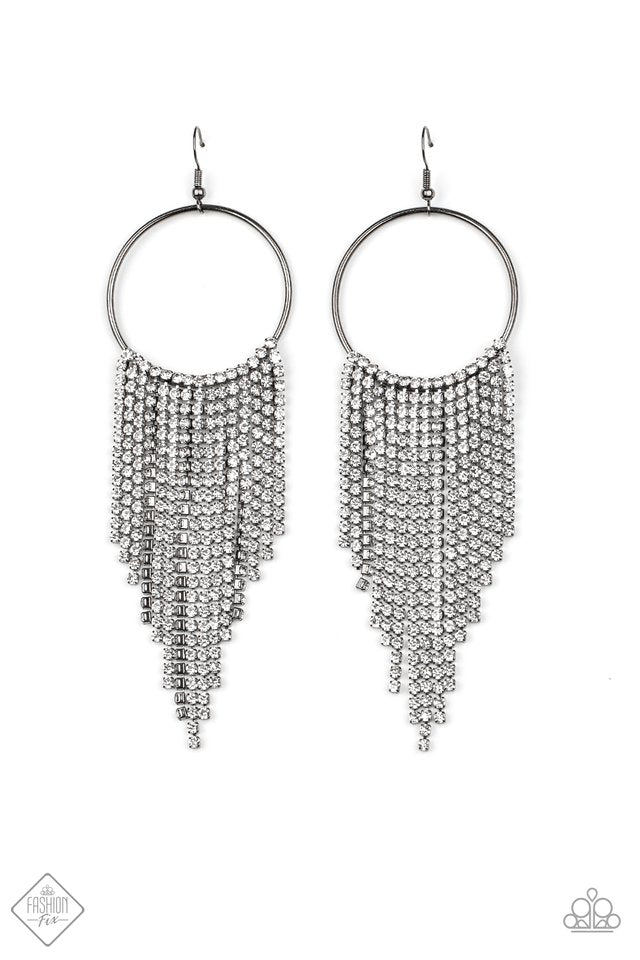 Paparazzi Streamlined Shimmer - Balck Earrings - Life Of The Party