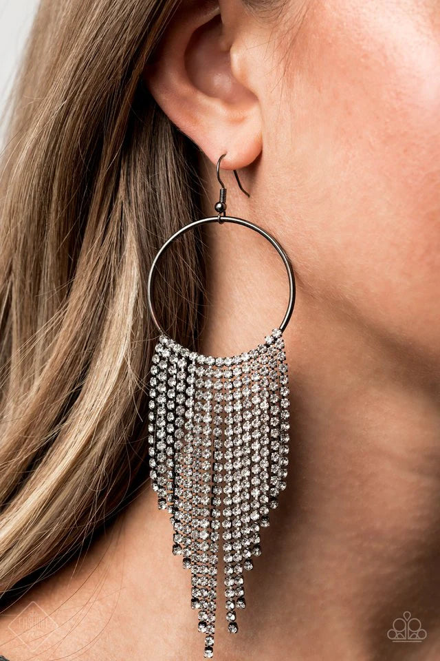 Paparazzi Streamlined Shimmer - Balck Earrings - Life Of The Party