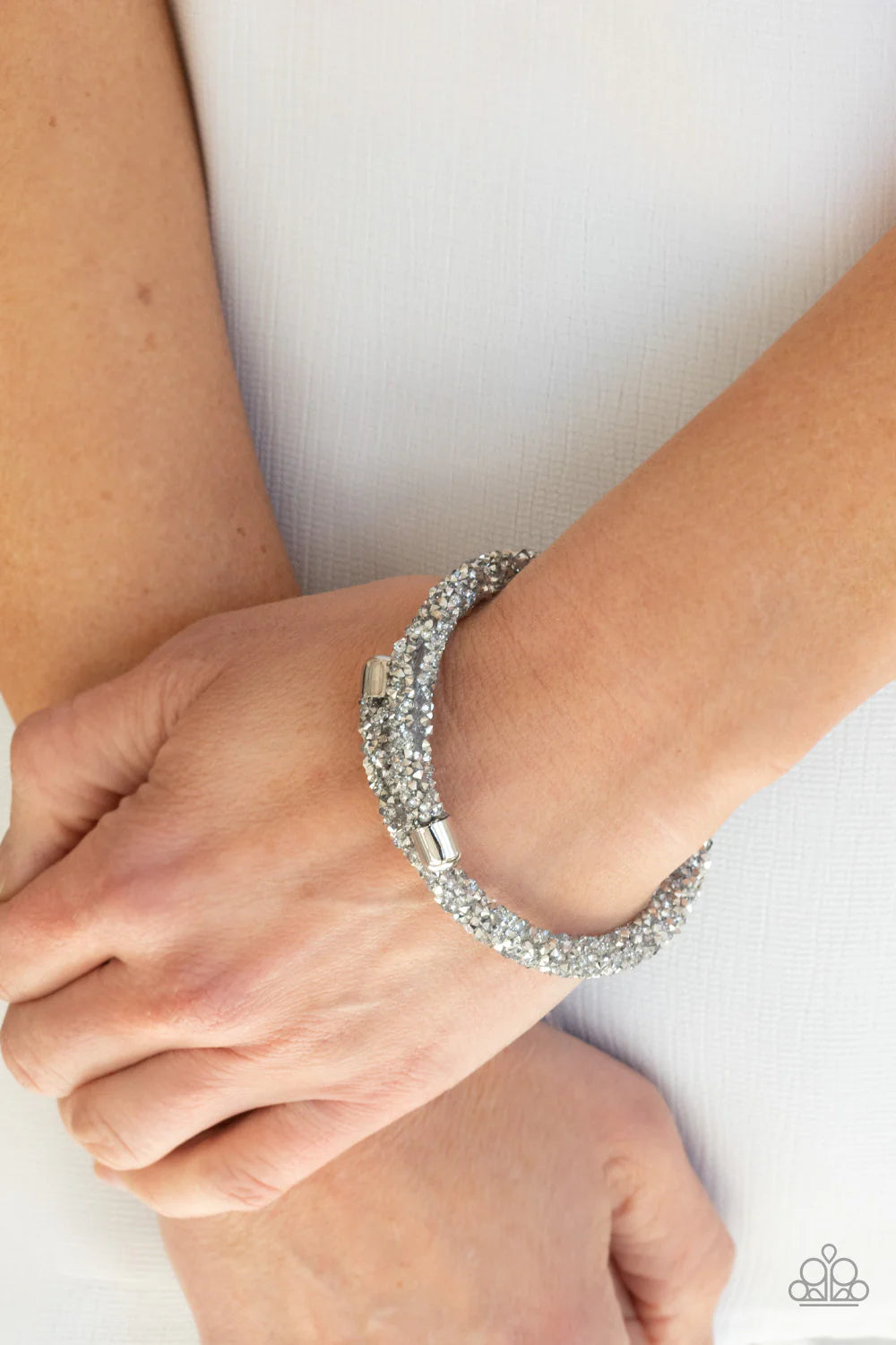 Paparazzi Roll Out The Glitz - Silver Coil Bracelet - Life Of The Party