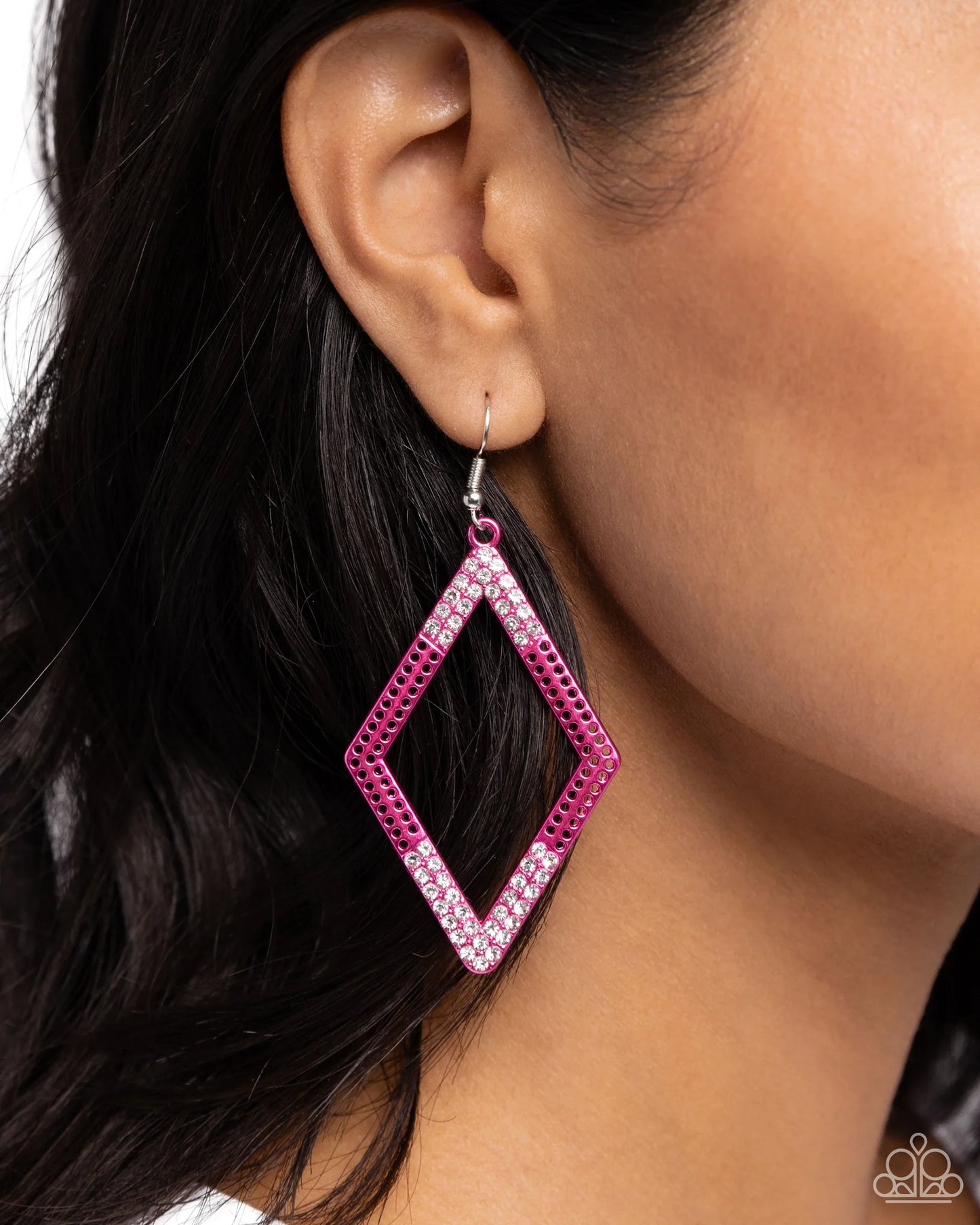 Paparazzi Eloquently Edgy - Pink Earrings