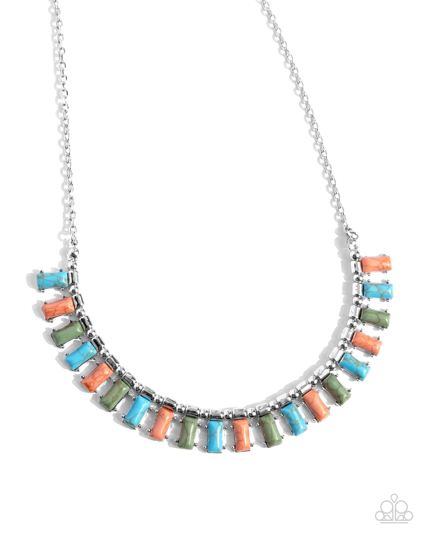 Paparazzi Stony Shimmer - Blue Multi Crackled Stone Necklace