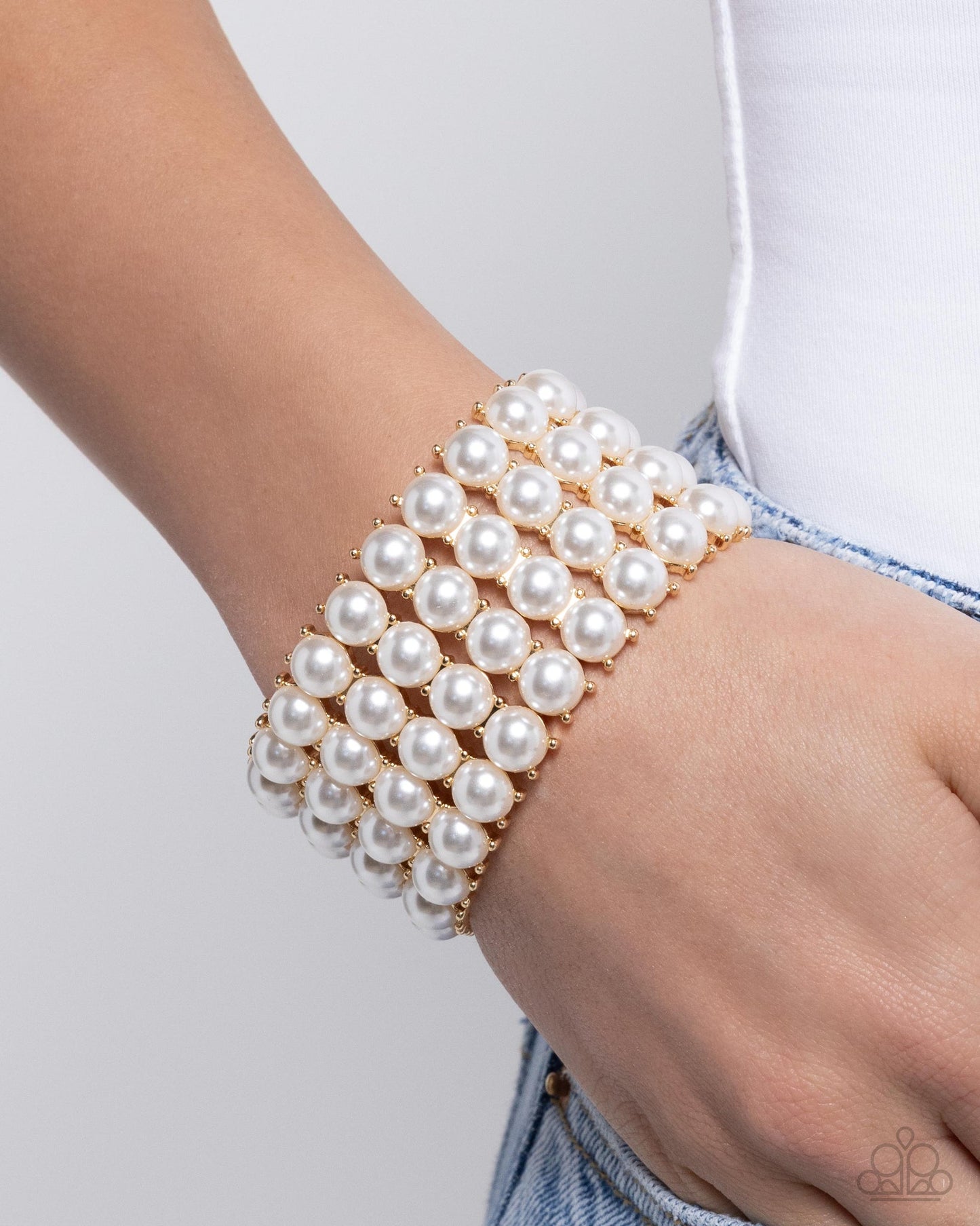Paparazzi Ombre Overture - Gold White Bracelet