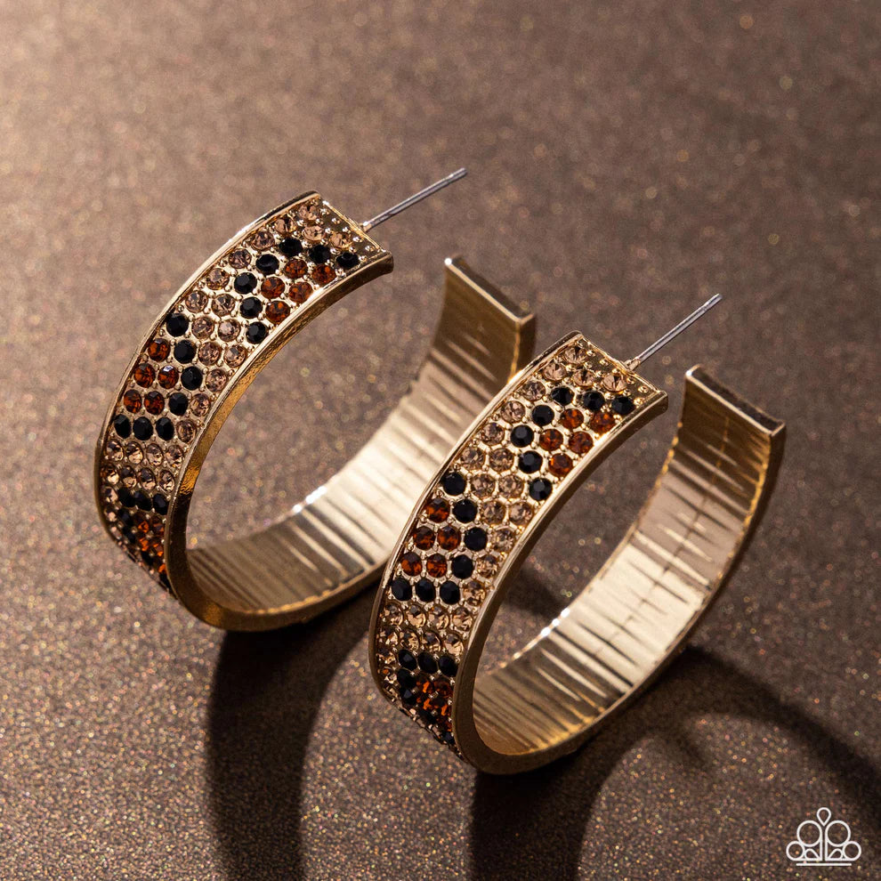 Paparazzi Cheetah Clique - Gold Hoop Earrings - Life Of The Party - January 2025