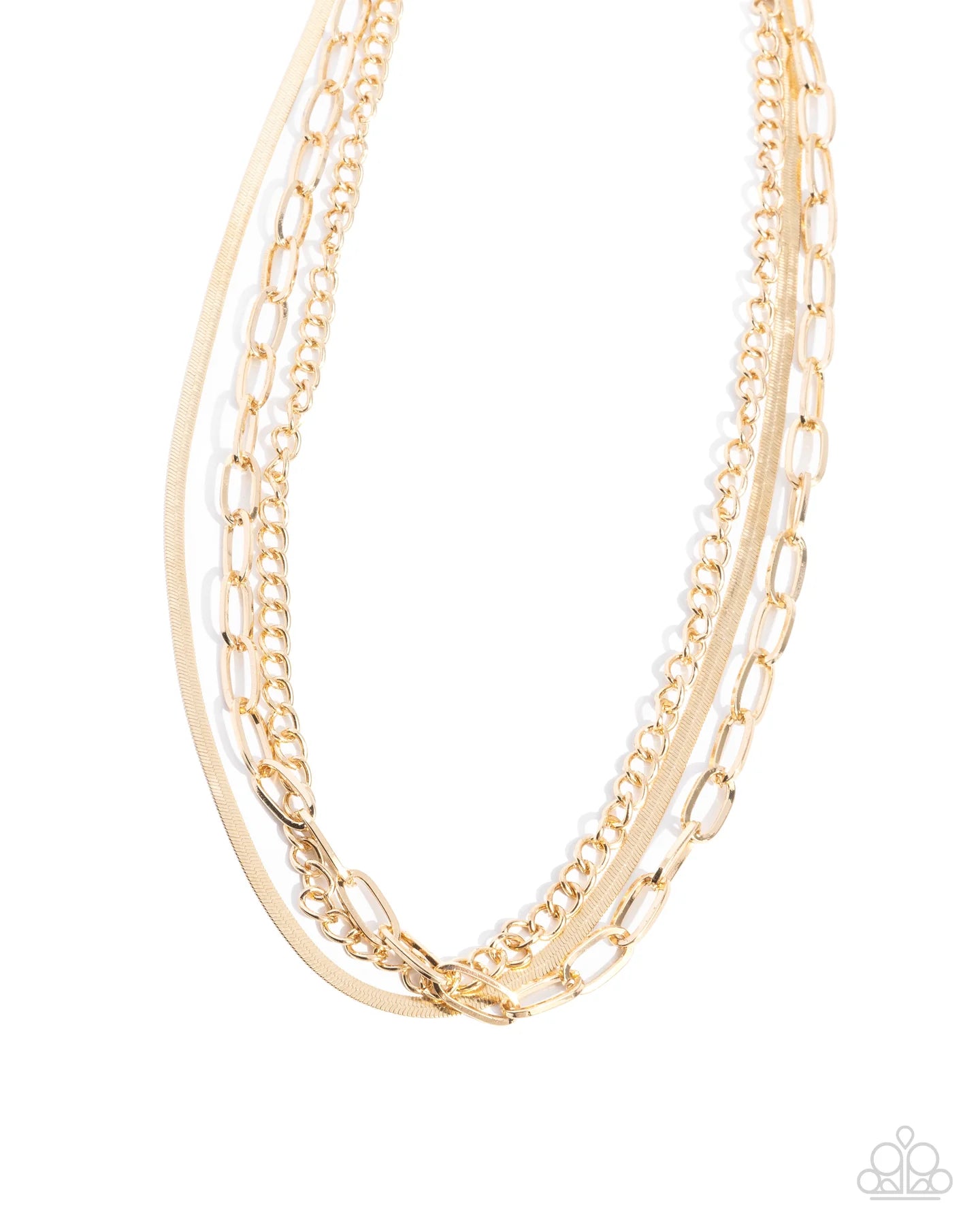 Paparazzi Mismatched Maverick and Mechanic - Gold Complete Look 2 Piece Set - Necklace and Bracelet