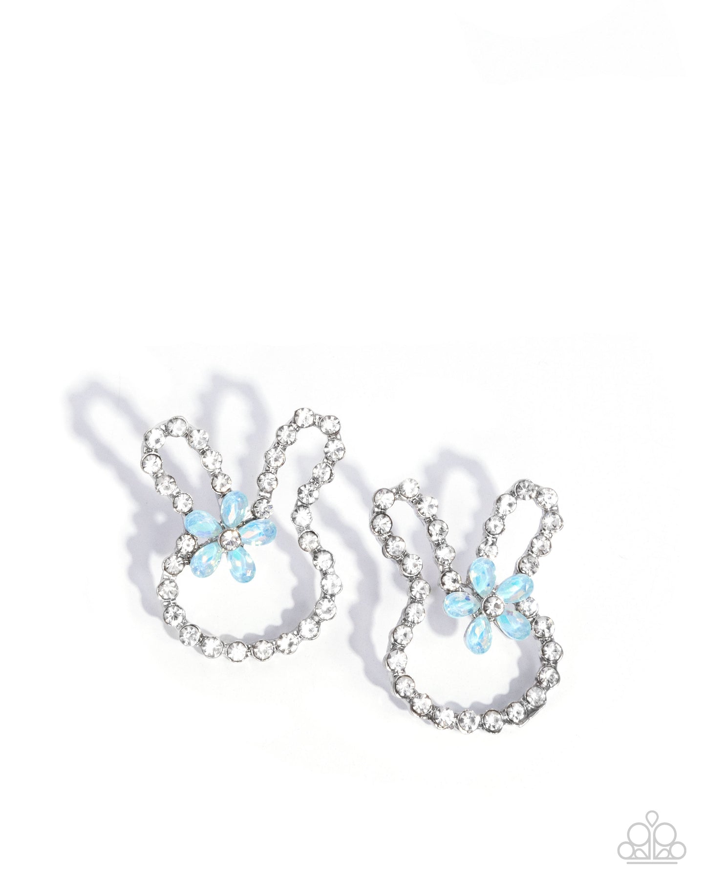 Paparazzi Bunny Backdrop - Blue White Rabbit Easter Earrings