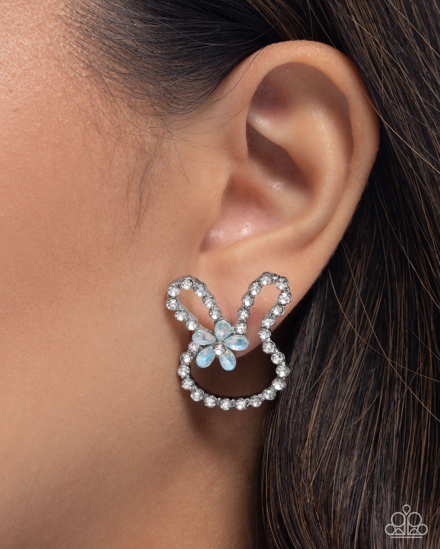 Paparazzi Bunny Backdrop - Blue White Rabbit Easter Earrings