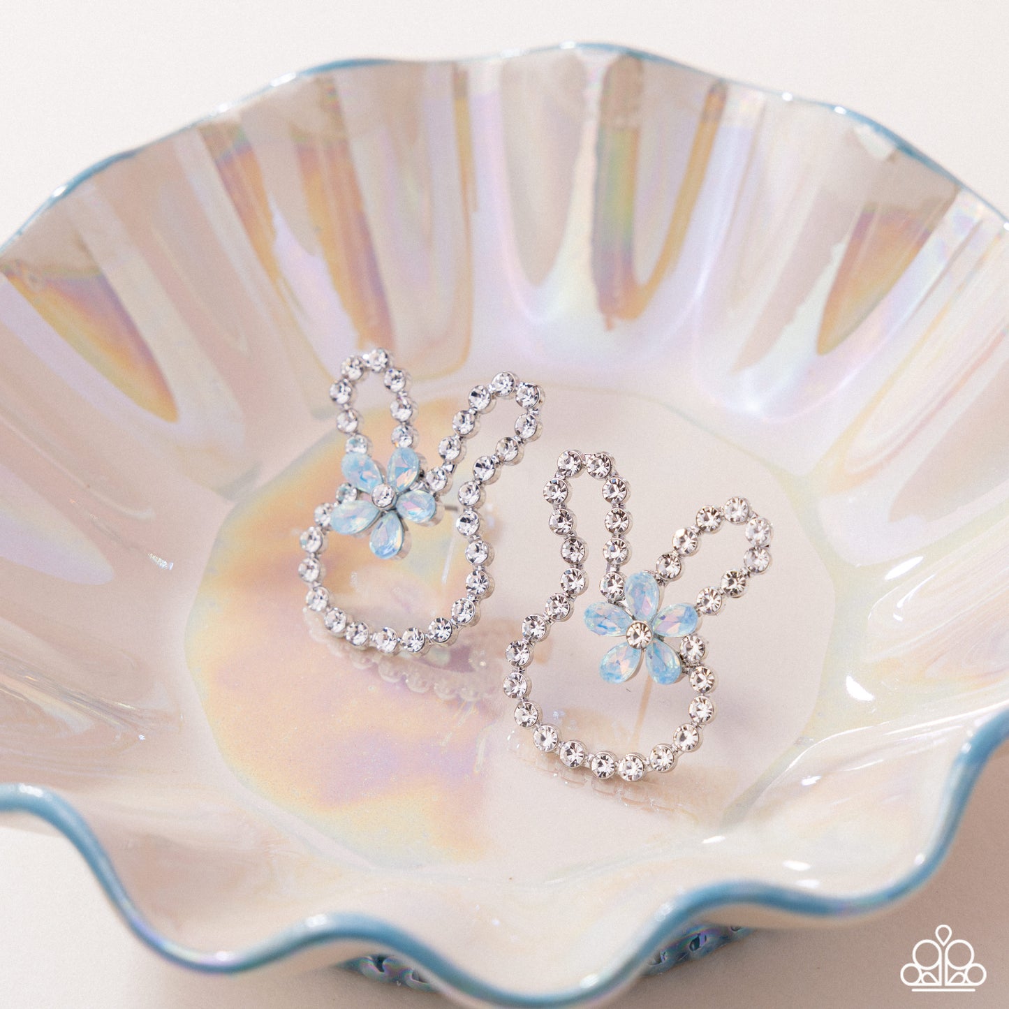Paparazzi Bunny Backdrop - Blue White Rabbit Easter Earrings