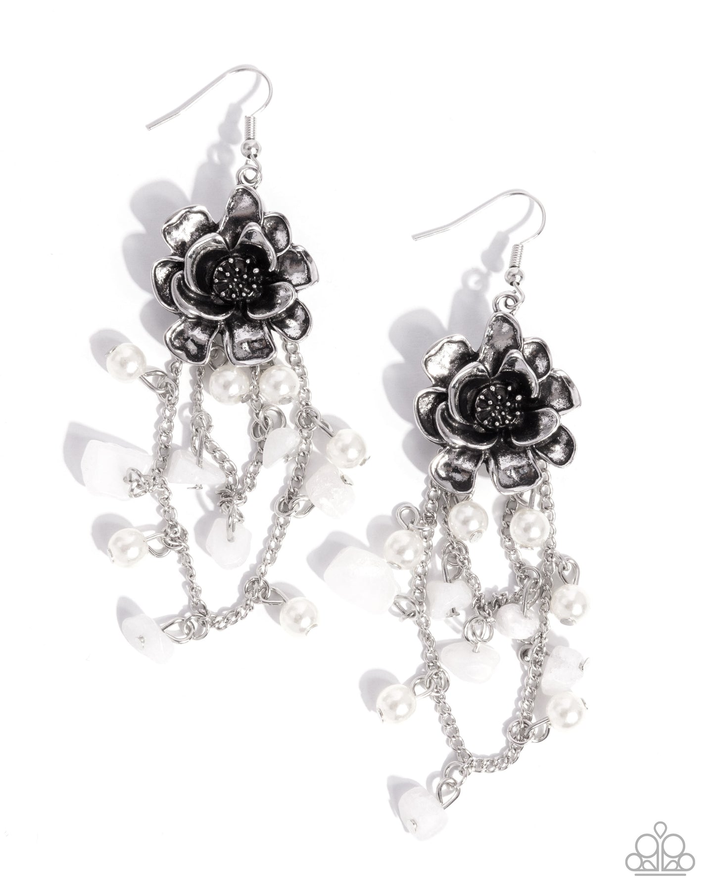 Paparazzi Carefree Cascade - White Earrings