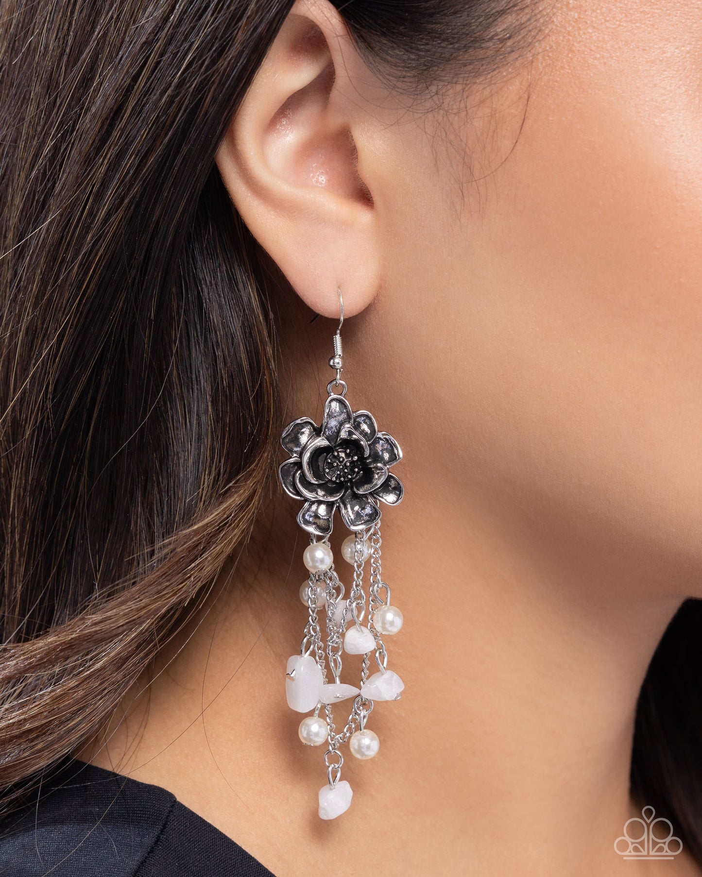 Paparazzi Carefree Cascade - White Earrings