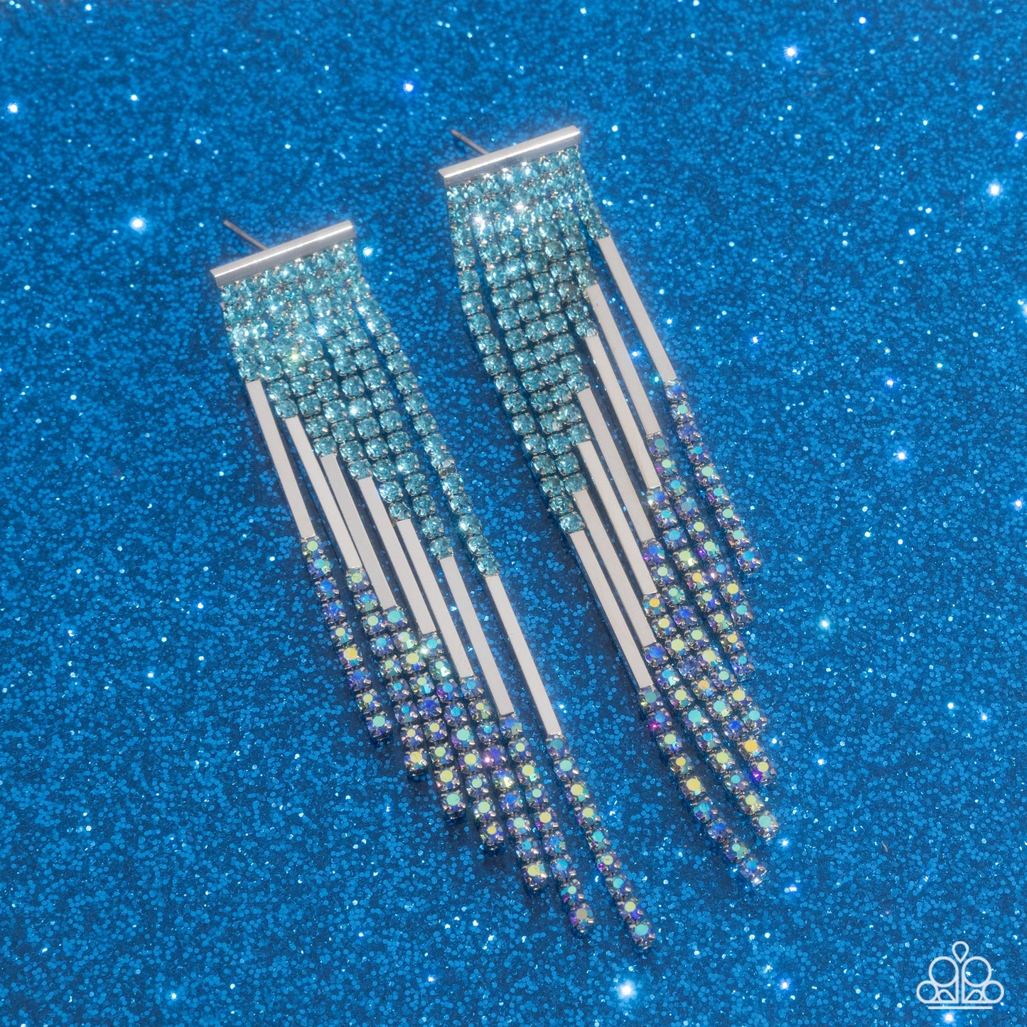 Paparazzi Careless Cascade - Blue Iridescent Earrings