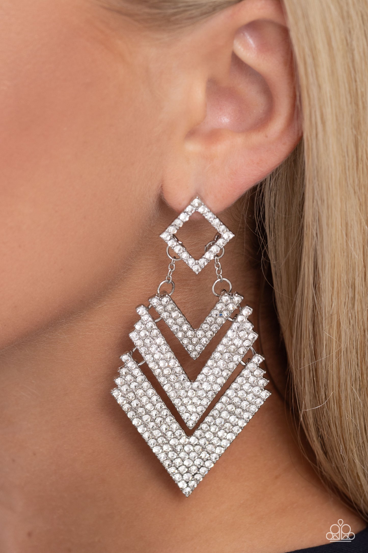 Paparazzi Cautious Caliber - White Post Earrings