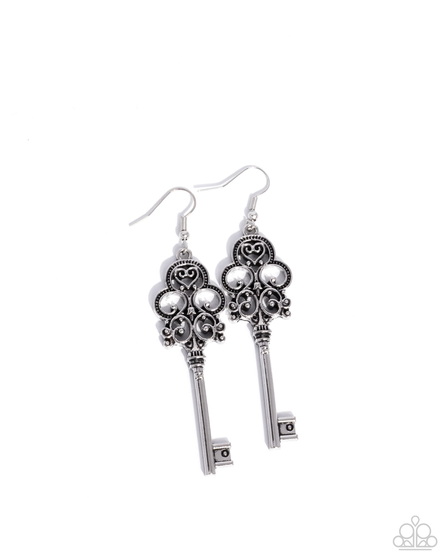 Paparazzi Chateau Chic - Silver Key Earrings