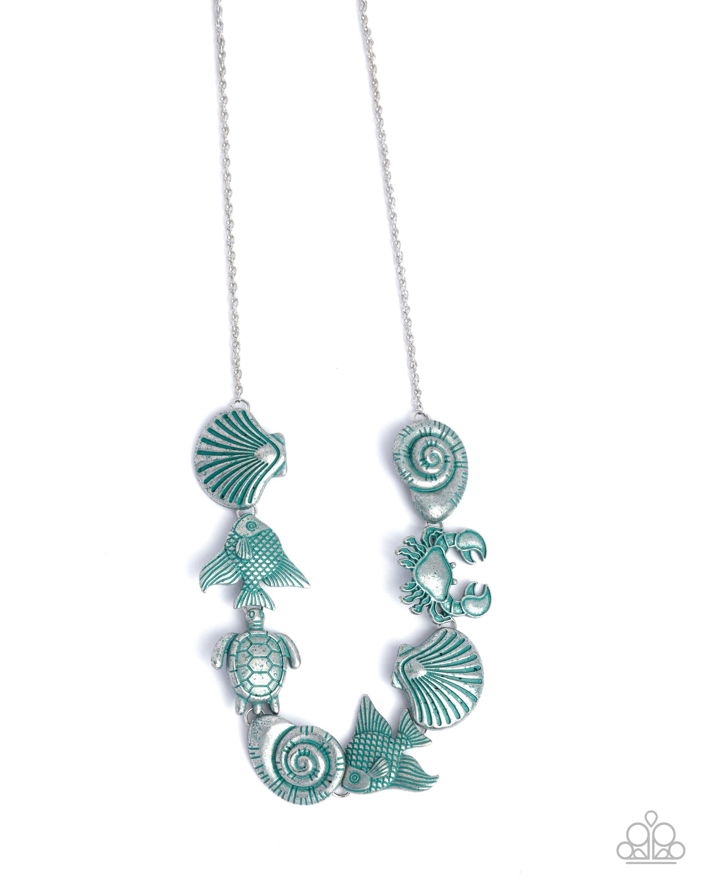Paparazzi Coastal Shelf & Cay - Blue Necklace Bracelet Complete Set
