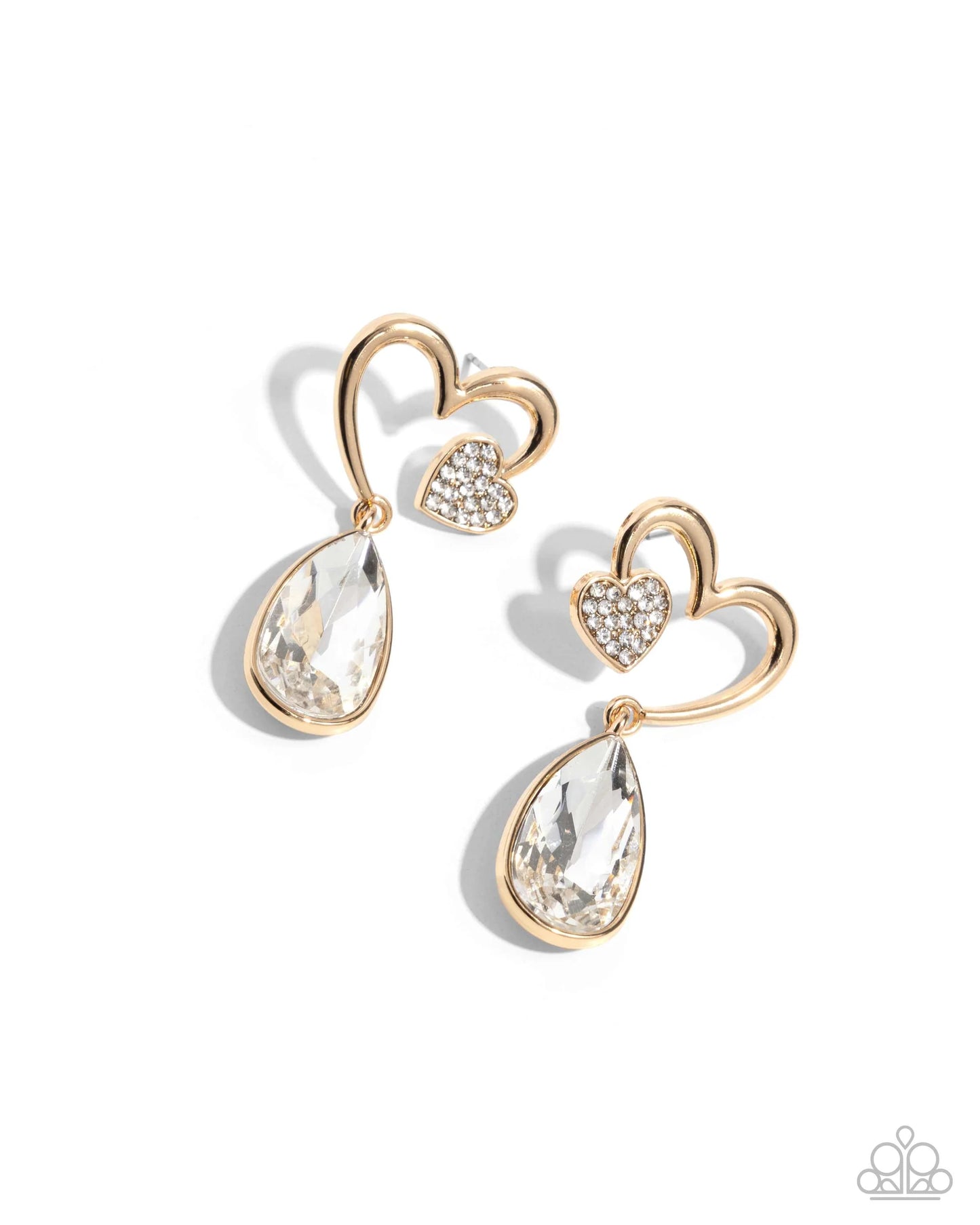 Paparazzi Coupling Up - Gold Heart Earrings