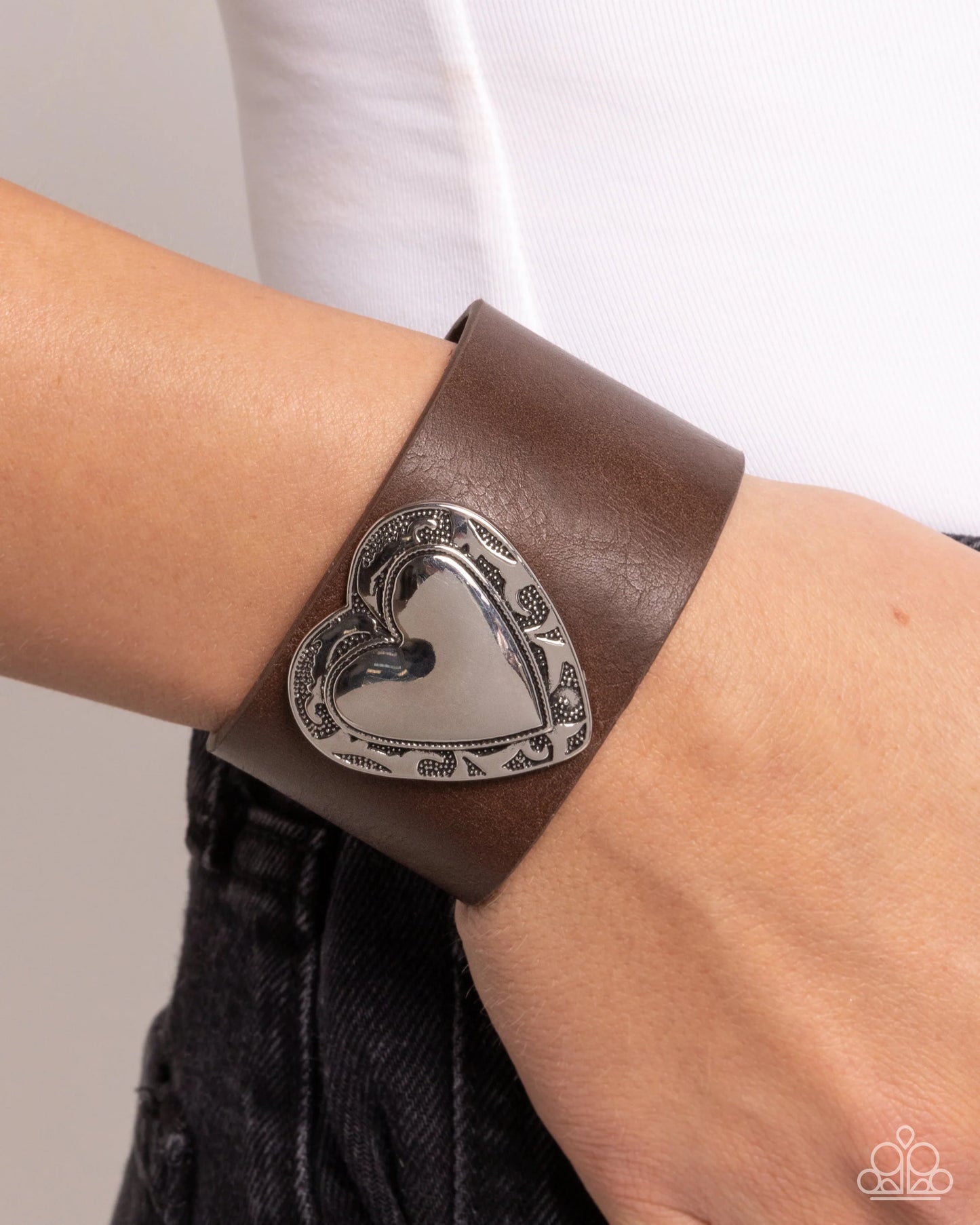 Paparazzi Decorated Debut - Brown Heart Wrap Bracelet