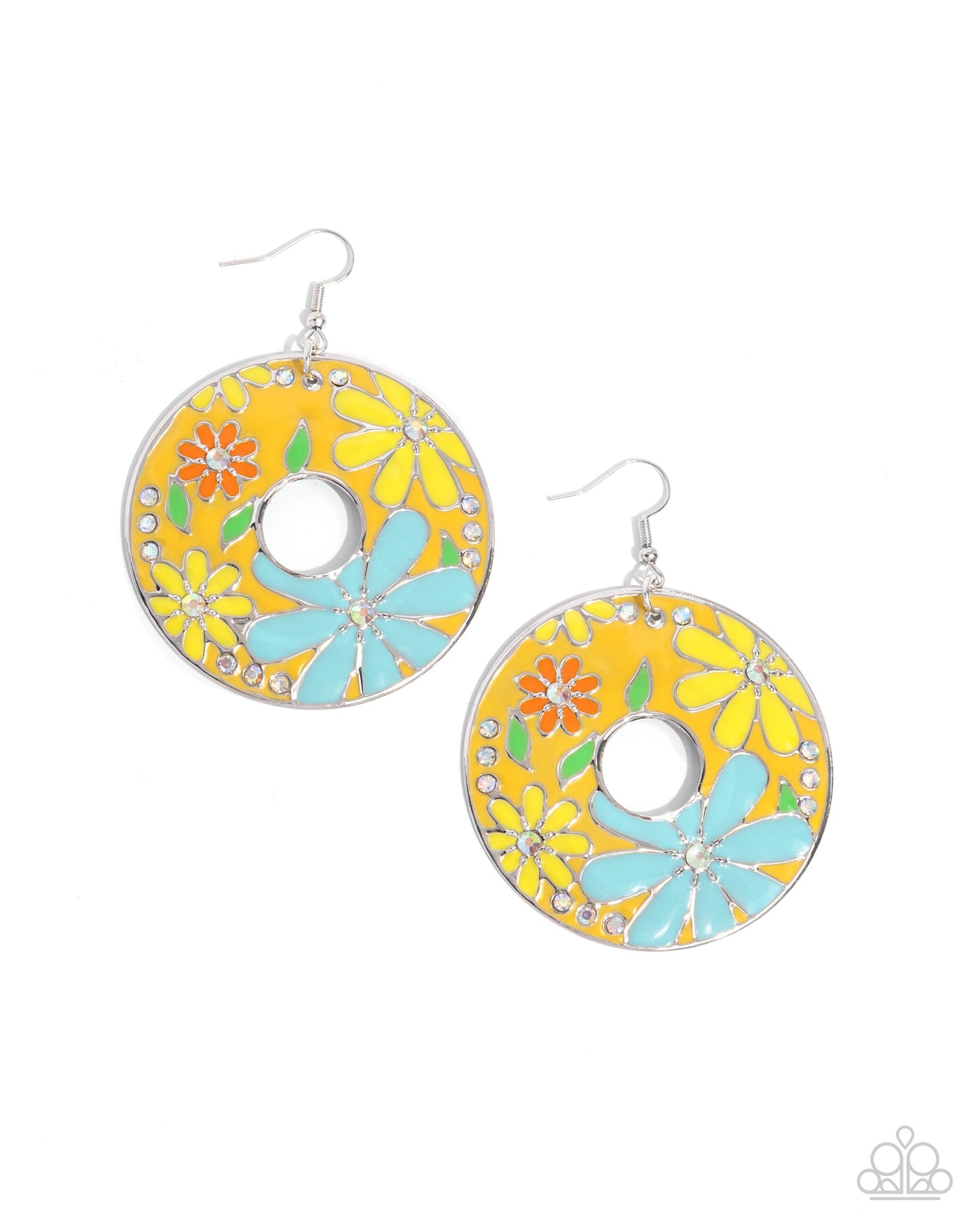 Paparazzi Embroidered Elegance - Yellow Flower Earrings