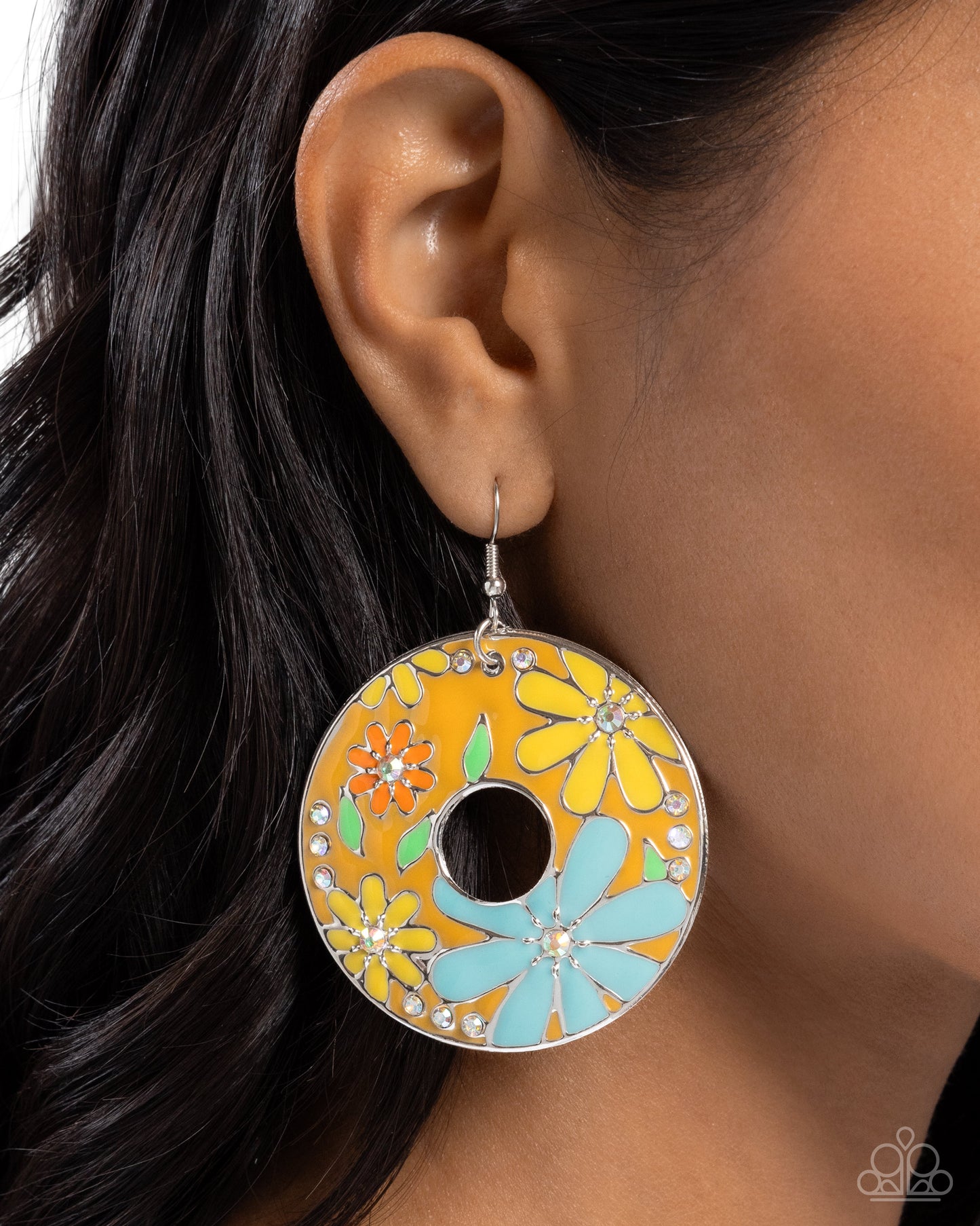 Paparazzi Embroidered Elegance - Yellow Flower Earrings