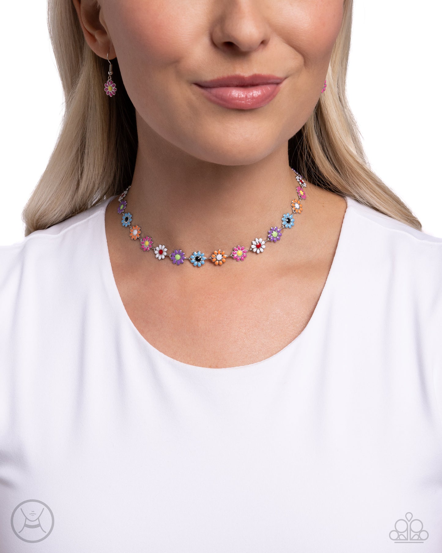 Paparazzi Floral Falsetto - Multi Flower Choker Necklace