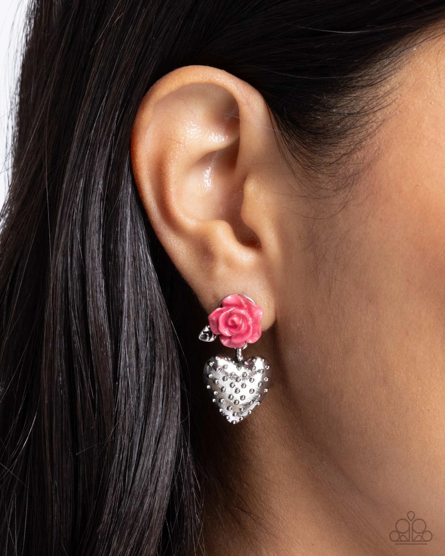 Paparazzi Girly Grade - Pink Heart Rose Earrings