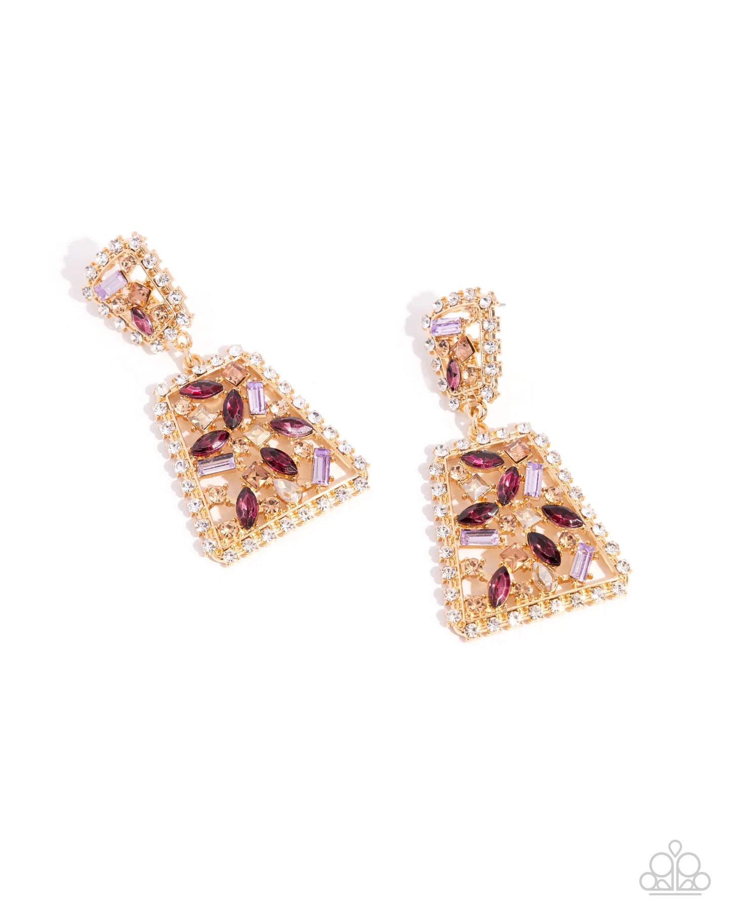 Paparazzi Glistening Gala - Purple Gold Earrings