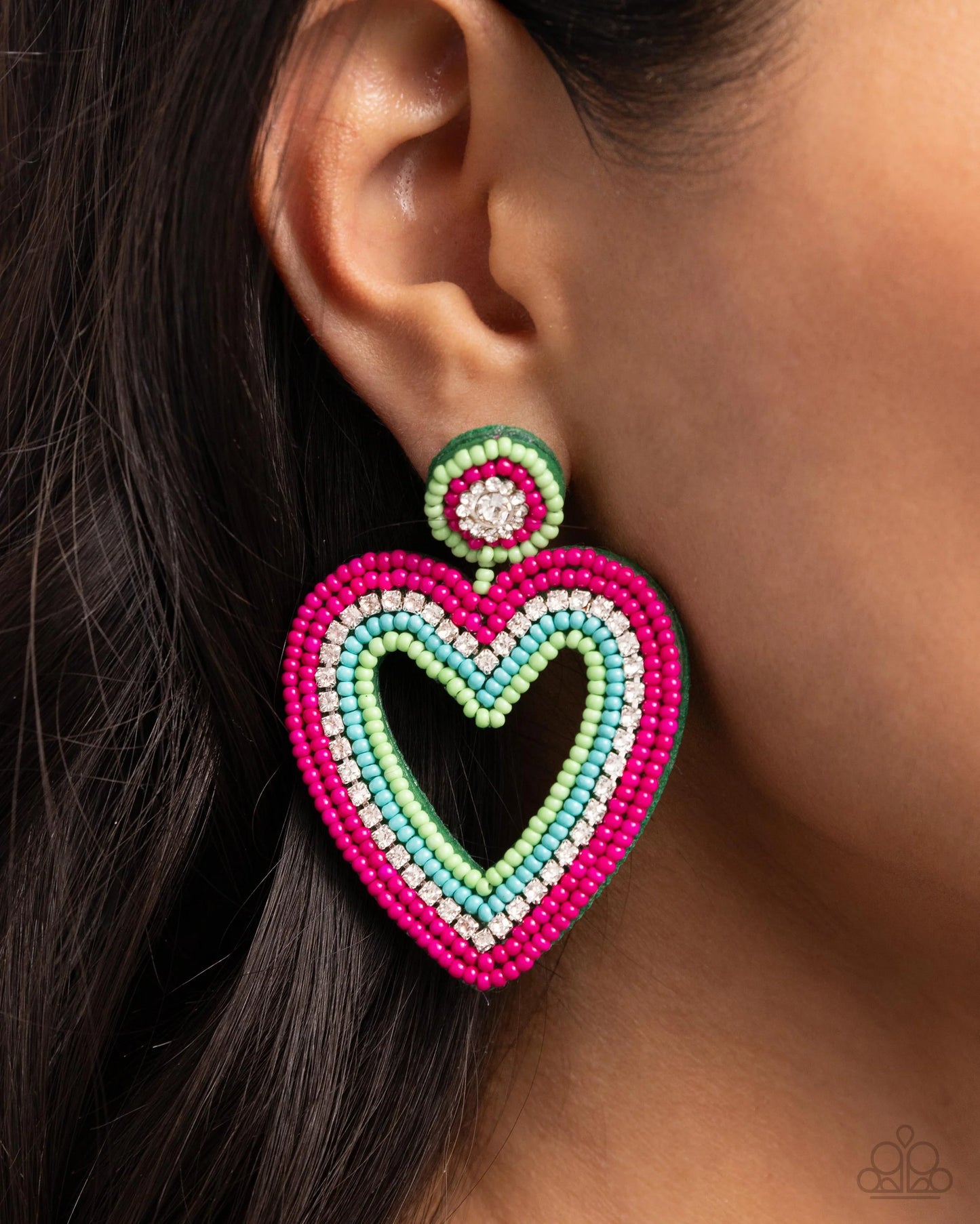 Paparazzi Headfirst Heart - Multi Seed Bead Earrings