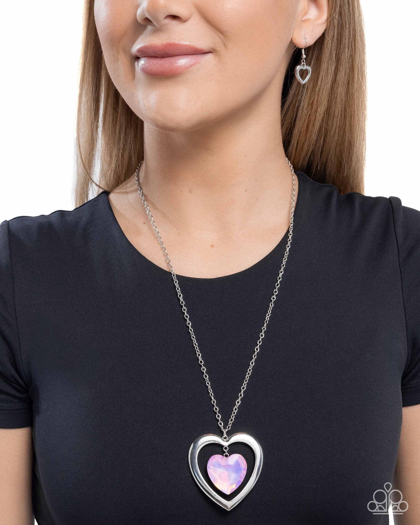 Paparazzi Heartfelt Hemisphere - Pink Heart Necklace