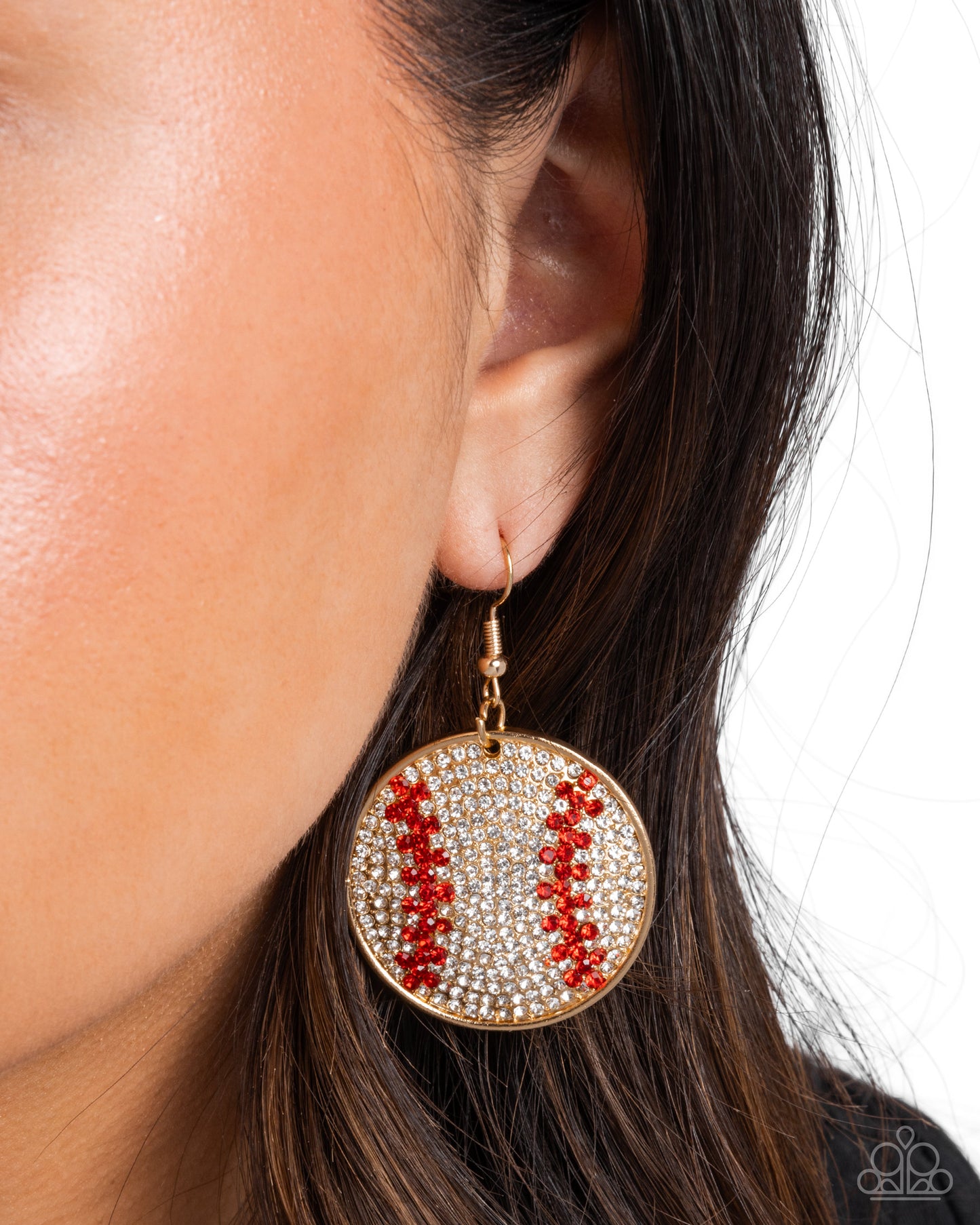 Paparazzi Homerun Haute - Gold Baseball Earrings