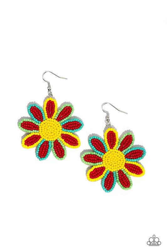 Paparazzi Decorated Daisies - Red Multi Earrings