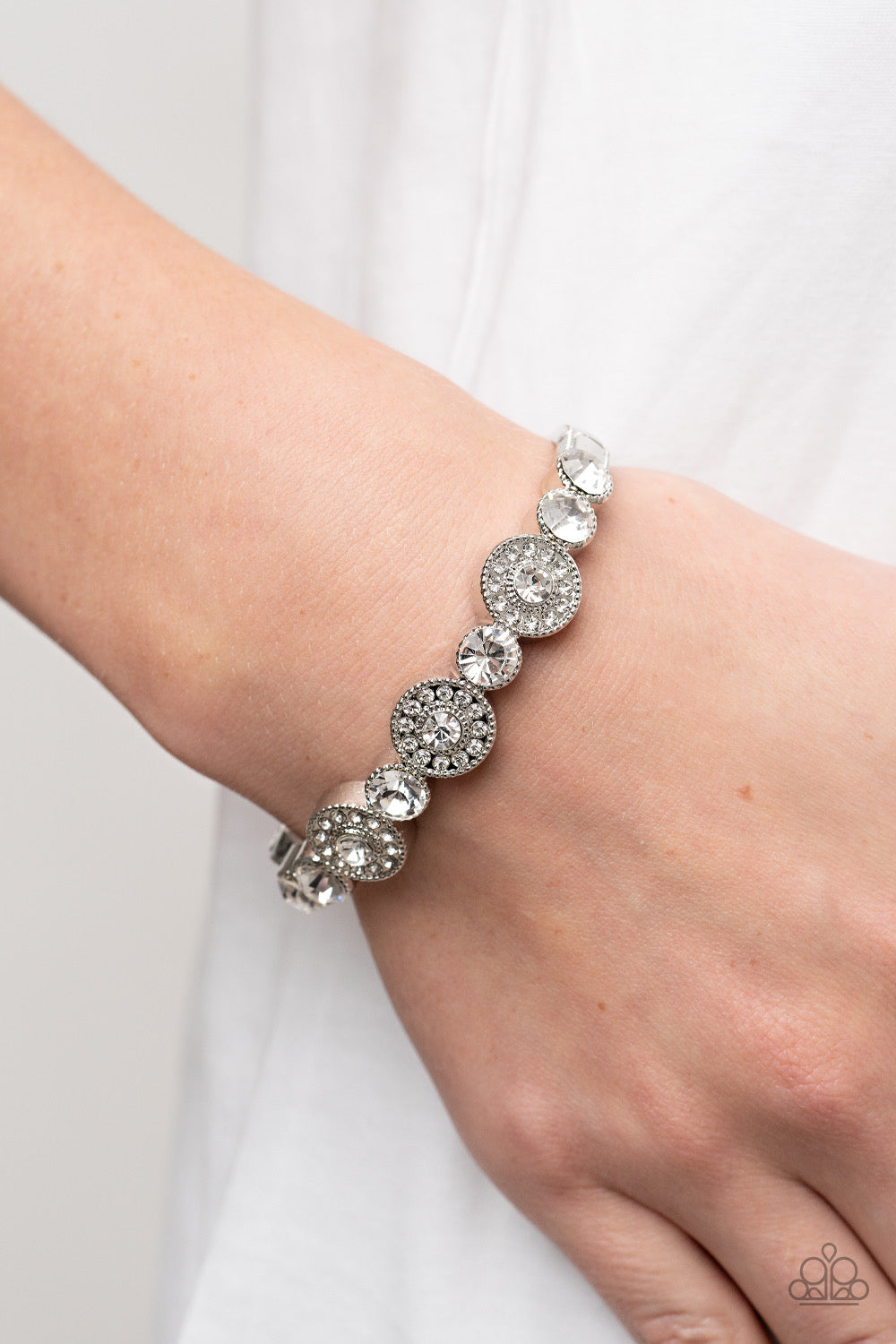 Paparazzi Crowns Only Club - White Bracelet