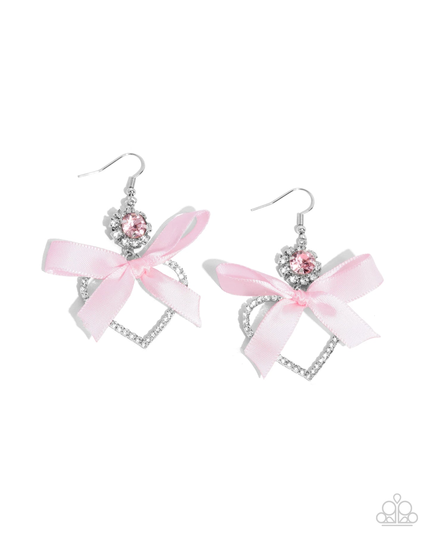Paparazzi Kawaii Keepsake - Pink Ribbon Heart Earrings