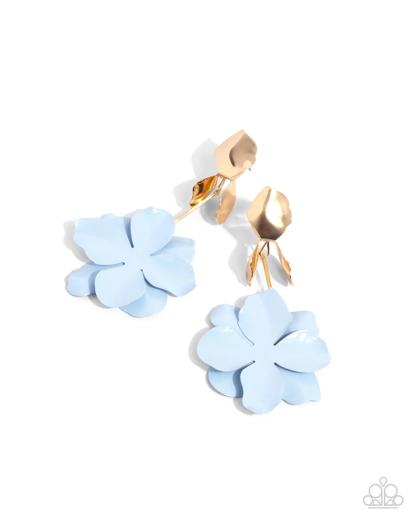 Paparazzi Malibu Moderato - Blue and Gold Flower Earrings