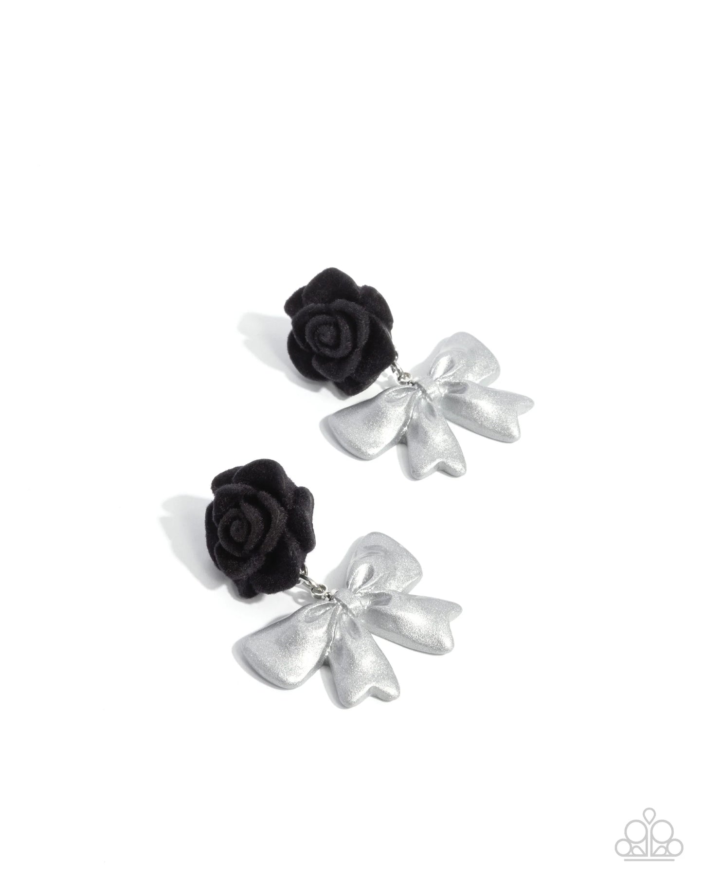 Paparazzi Rosette Rarity - Black Bow Earrings