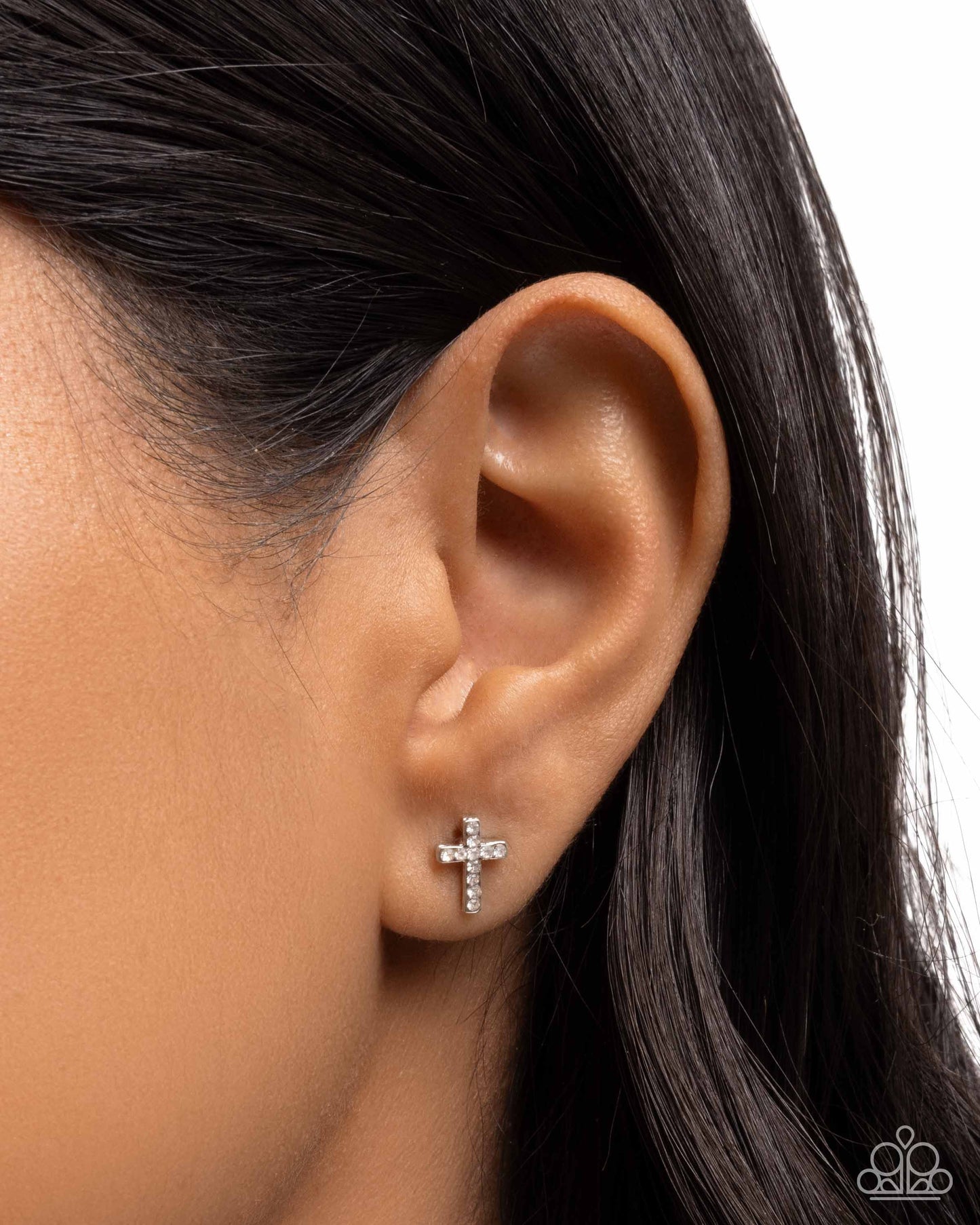 Paparazzi Sacred Shimmer - Silver Cross Earrings