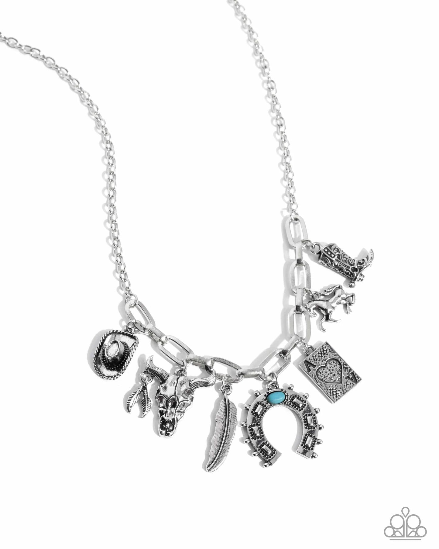 Paparazzi Saloon Girl - Blue Charm Necklace - Life Of The Party