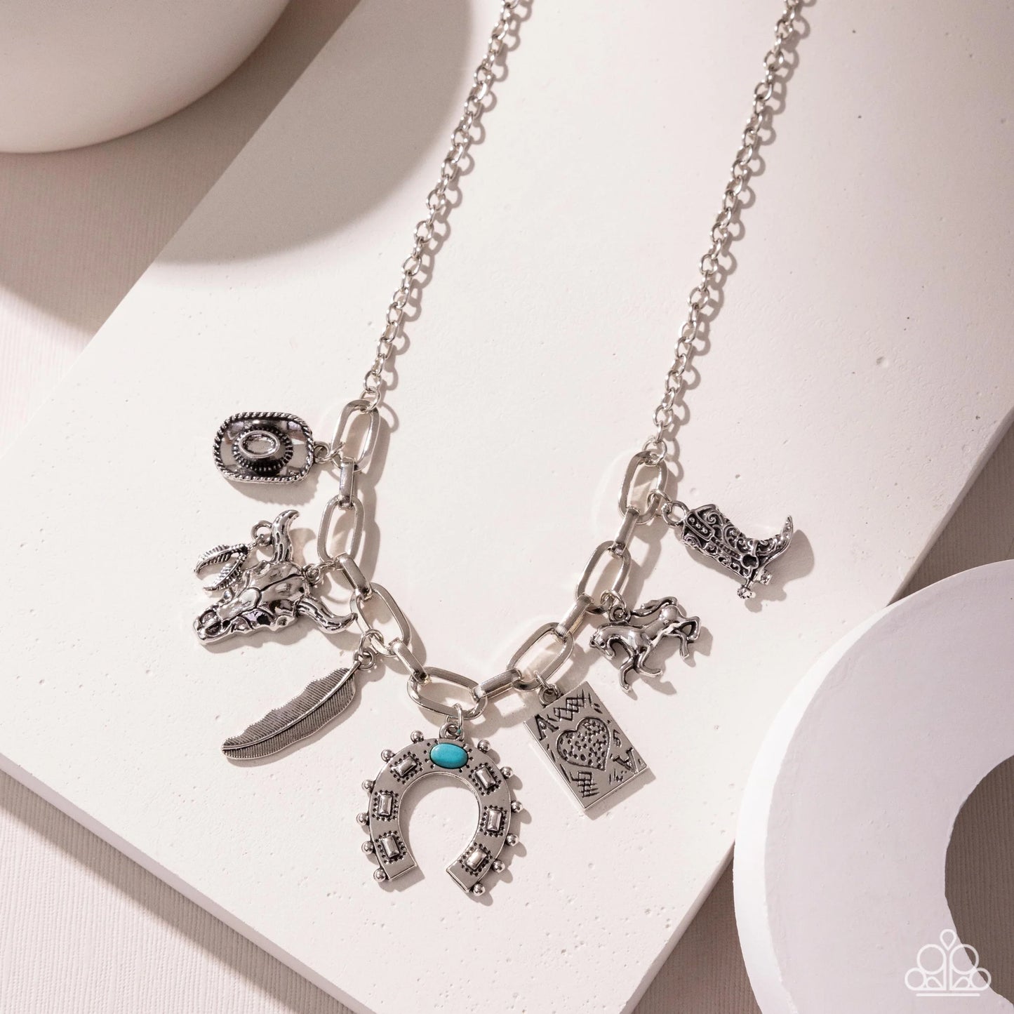 Paparazzi Saloon Girl - Blue Charm Necklace - Life Of The Party