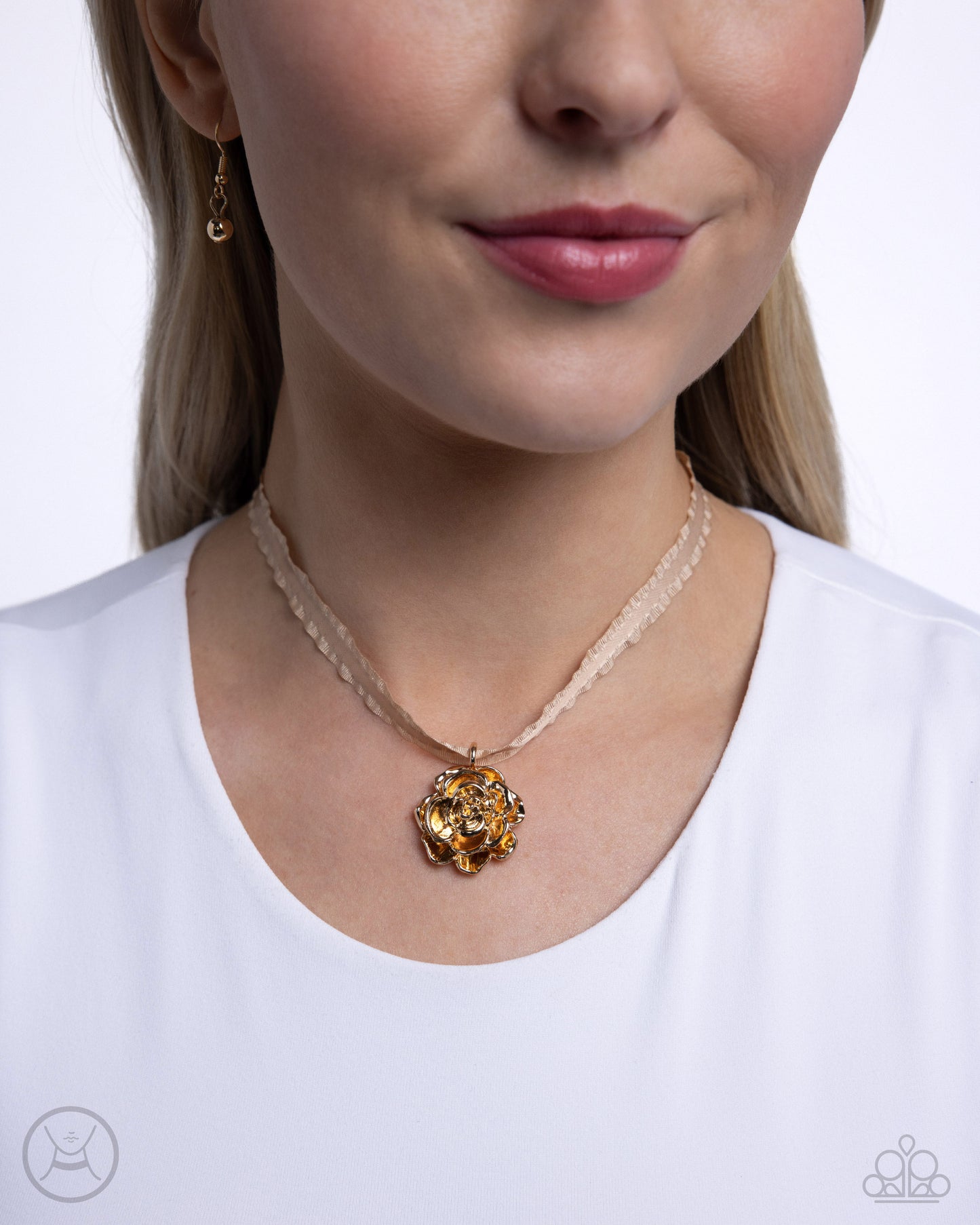 Paparazzi Seize The Spring - Gold Rose Choker Necklace