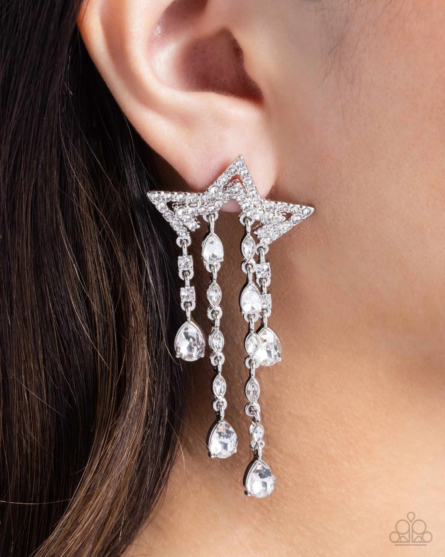 Paparazzi Stellar Scale - White Star Earrings