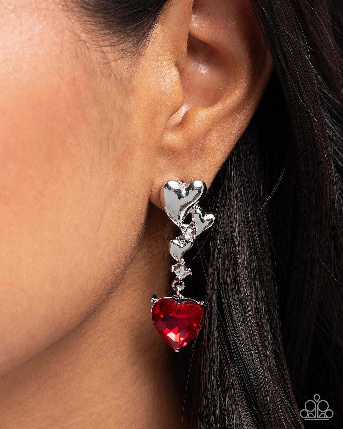 Paparazzi Valentines Vaudeville - Red Heart Earrings