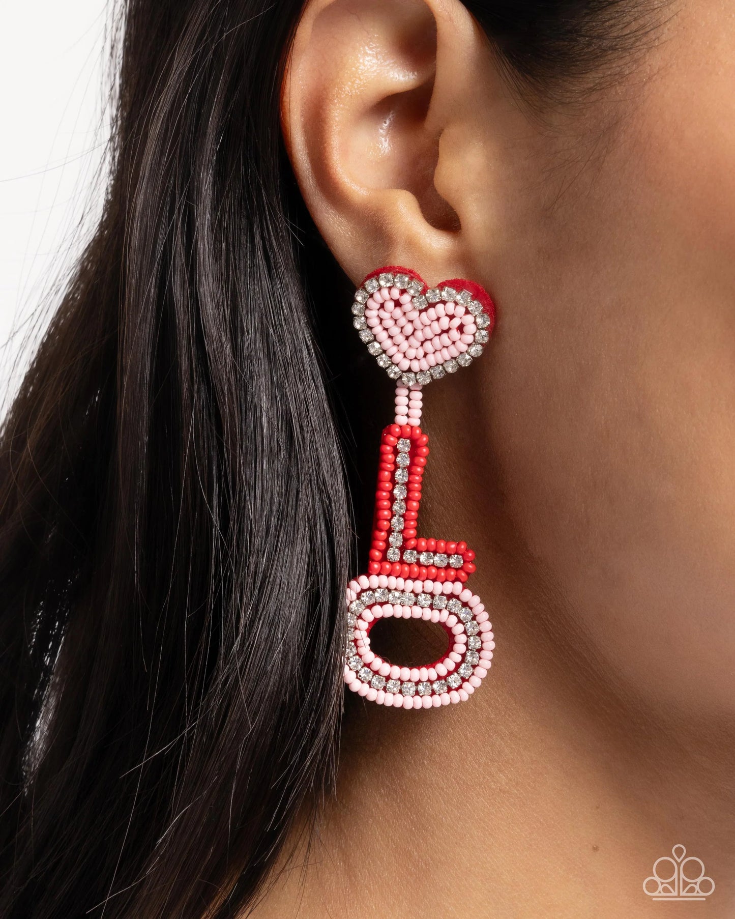 Paparazzi Visible Valentine - Multi Red Pink Post Earrings
