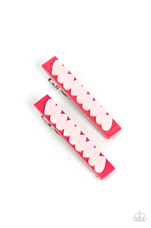 Paparazzi Cutely Cupid - Pink Hair Clips