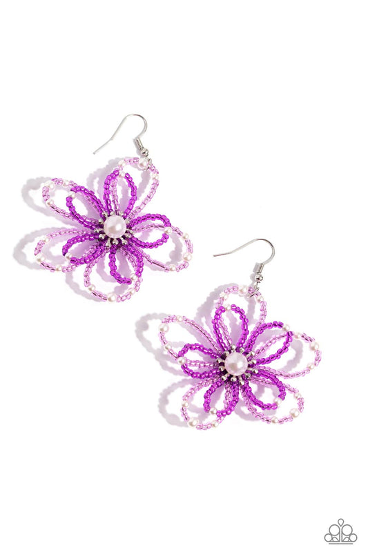 Paparazzi PEARL Crush - Purple Flower Earrings