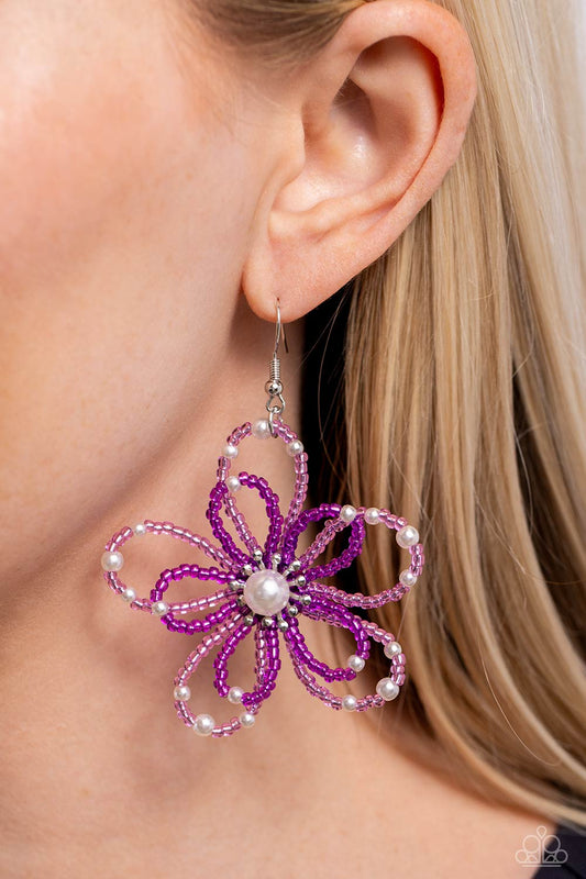 Paparazzi PEARL Crush - Purple Flower Earrings