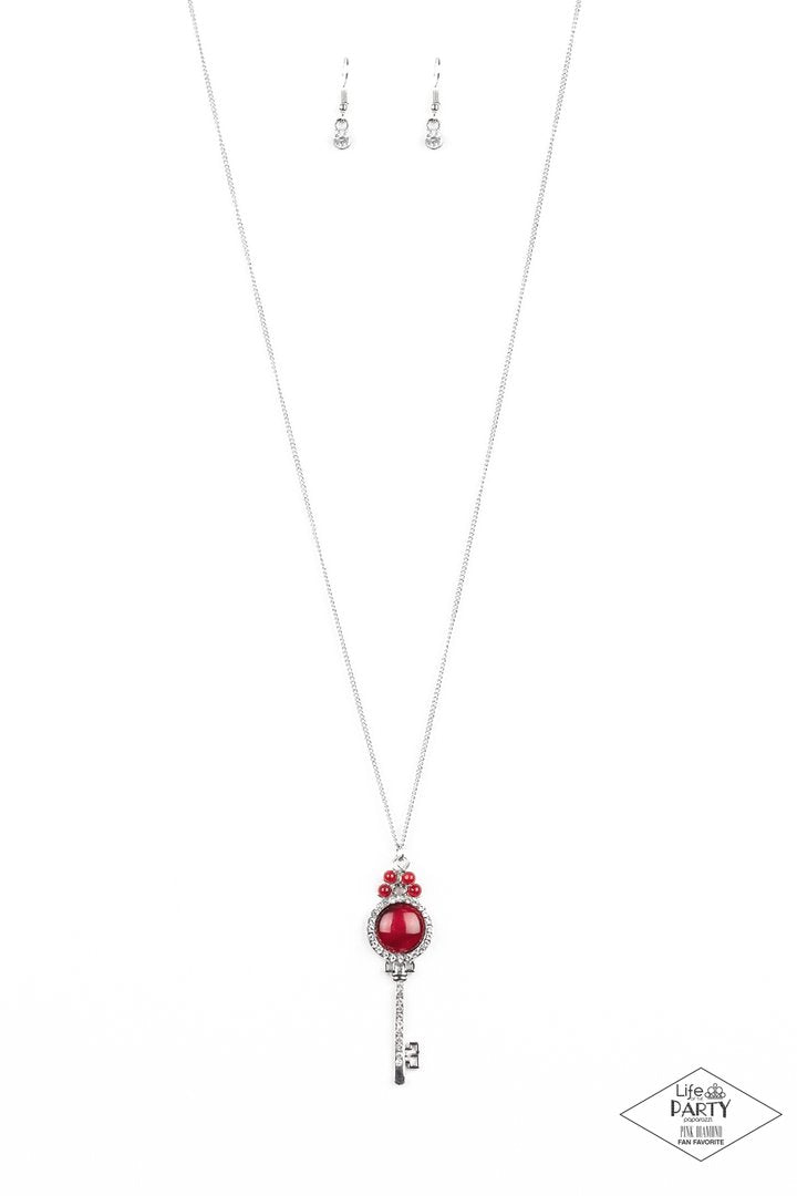 Paparazzi Unlock Every Door - Red Key Necklace