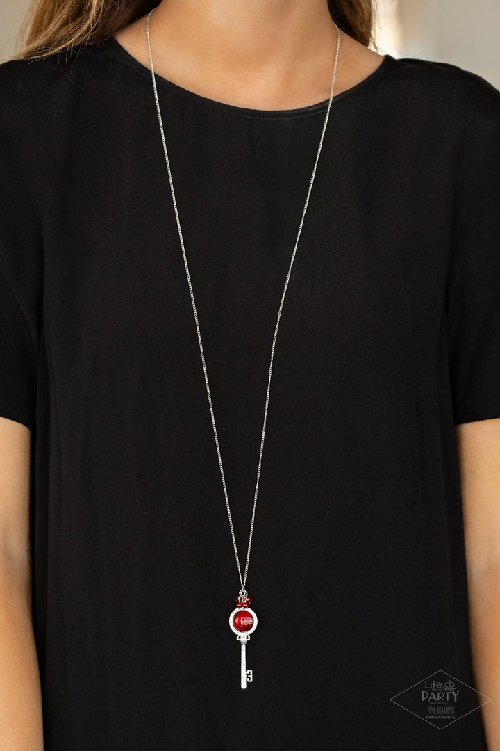 Paparazzi Unlock Every Door - Red Key Necklace