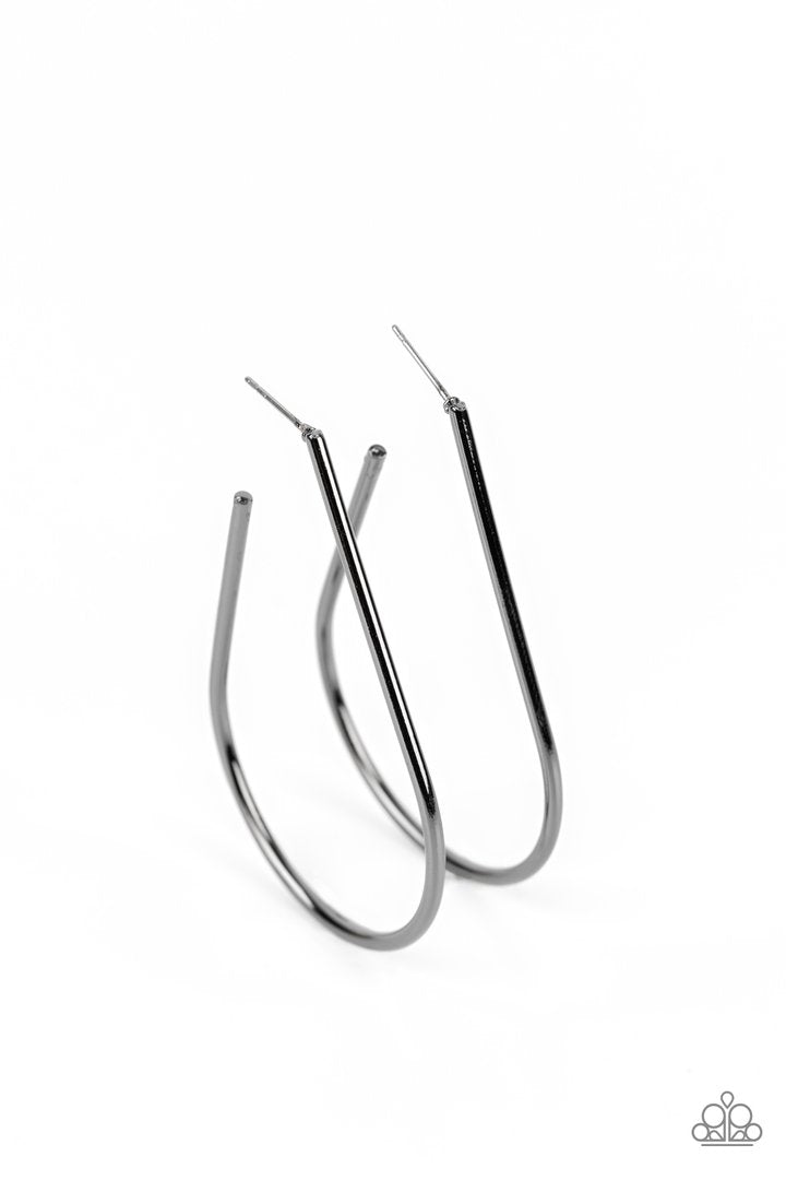 Paparazzi City Curves - Black Hoop Earring