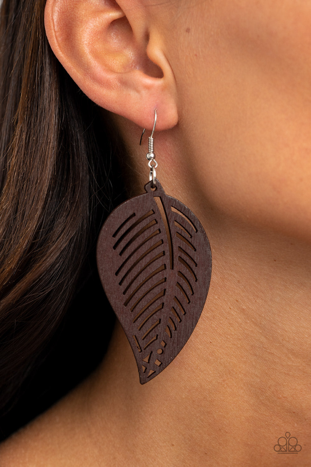 Paparazzi Tropical Foliage - Brown Earrings