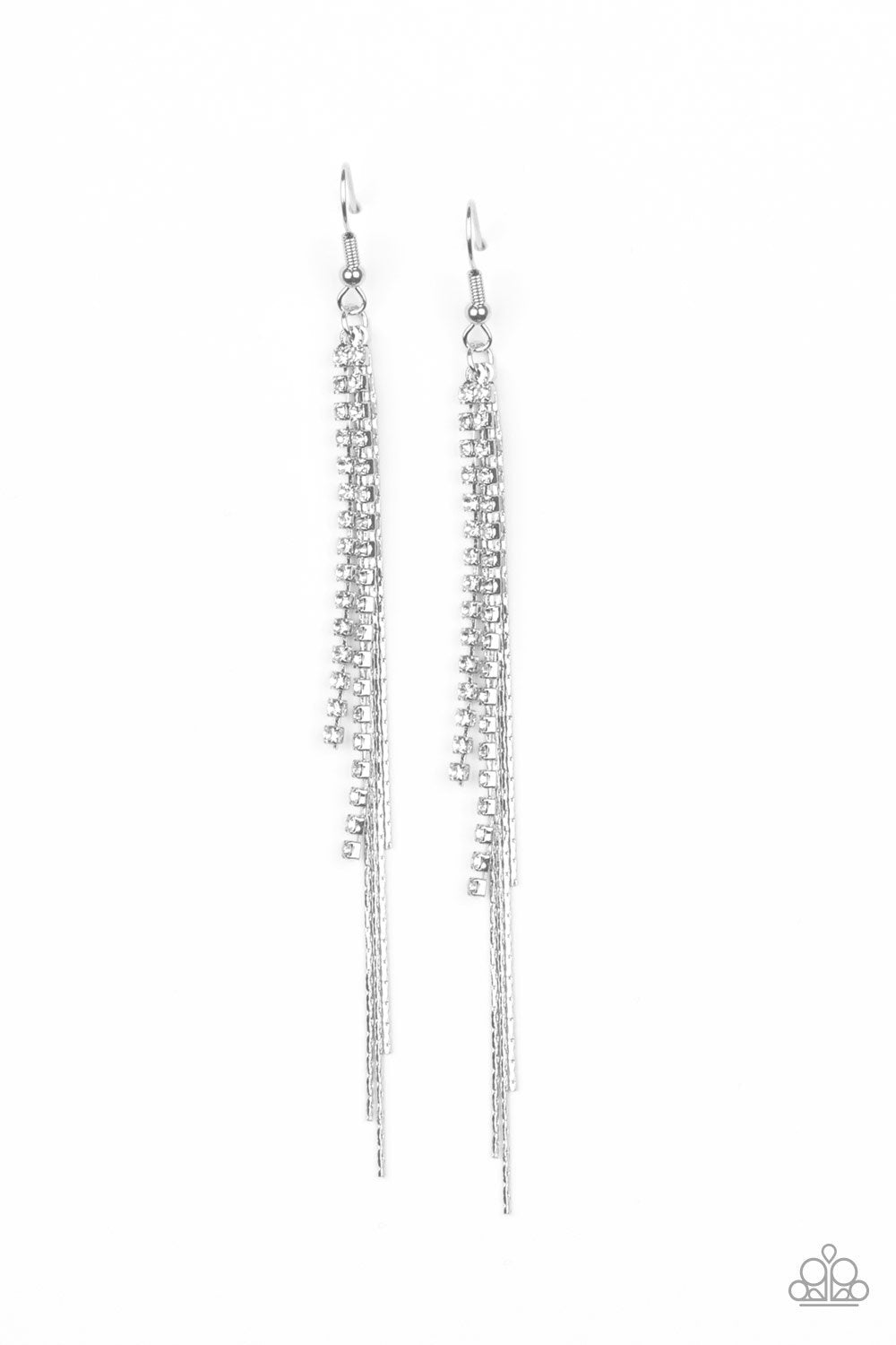 Paparazzi Reign Check - White Earrings
