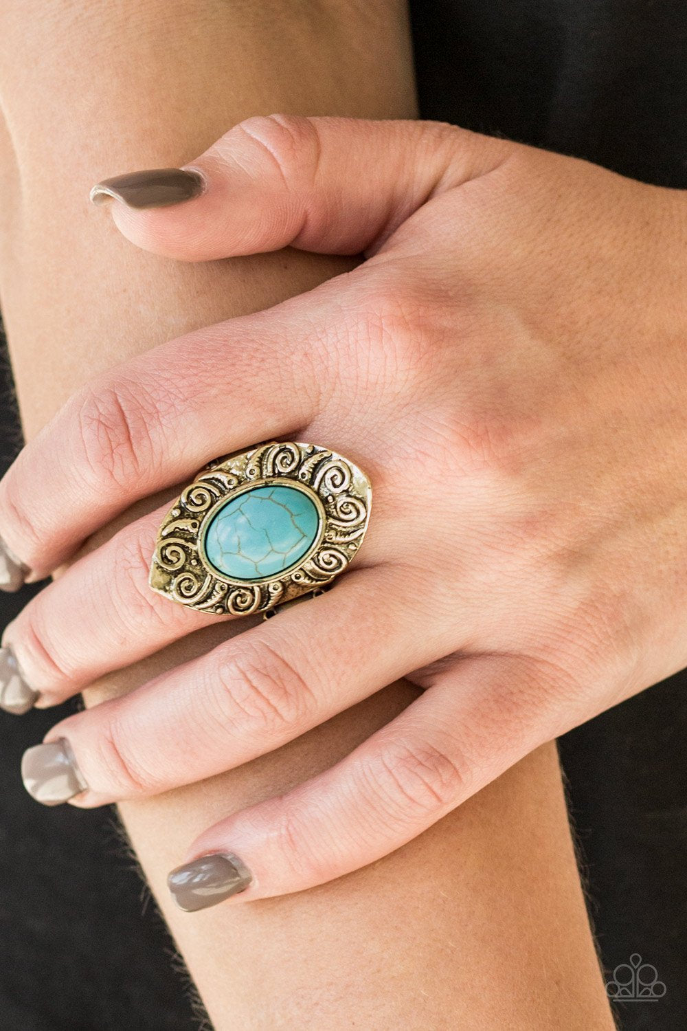 Paparazzi Mega Mother Nature - Brass Blue Ring
