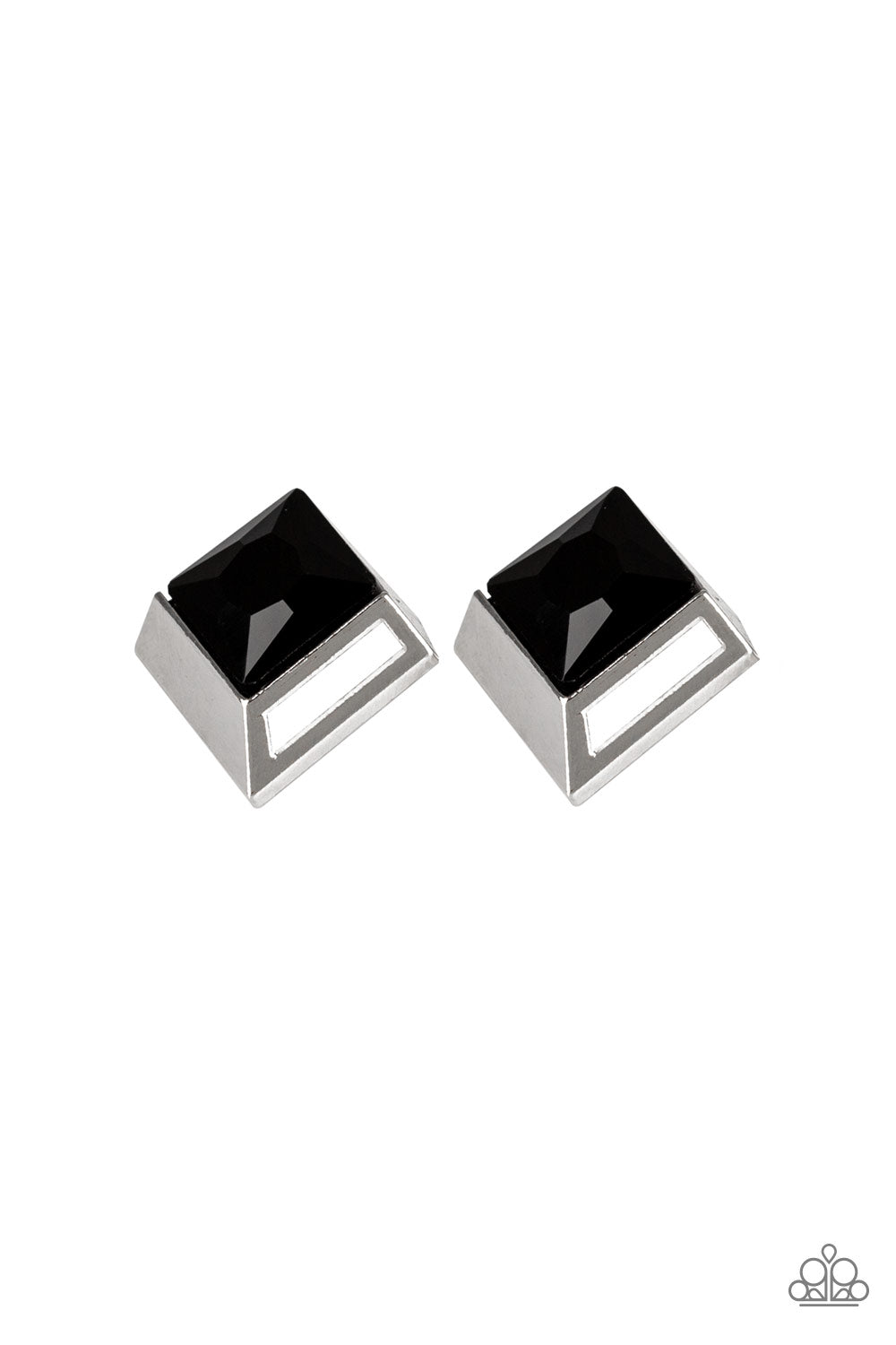 Paparazzi Stellar Square - Black Earrings